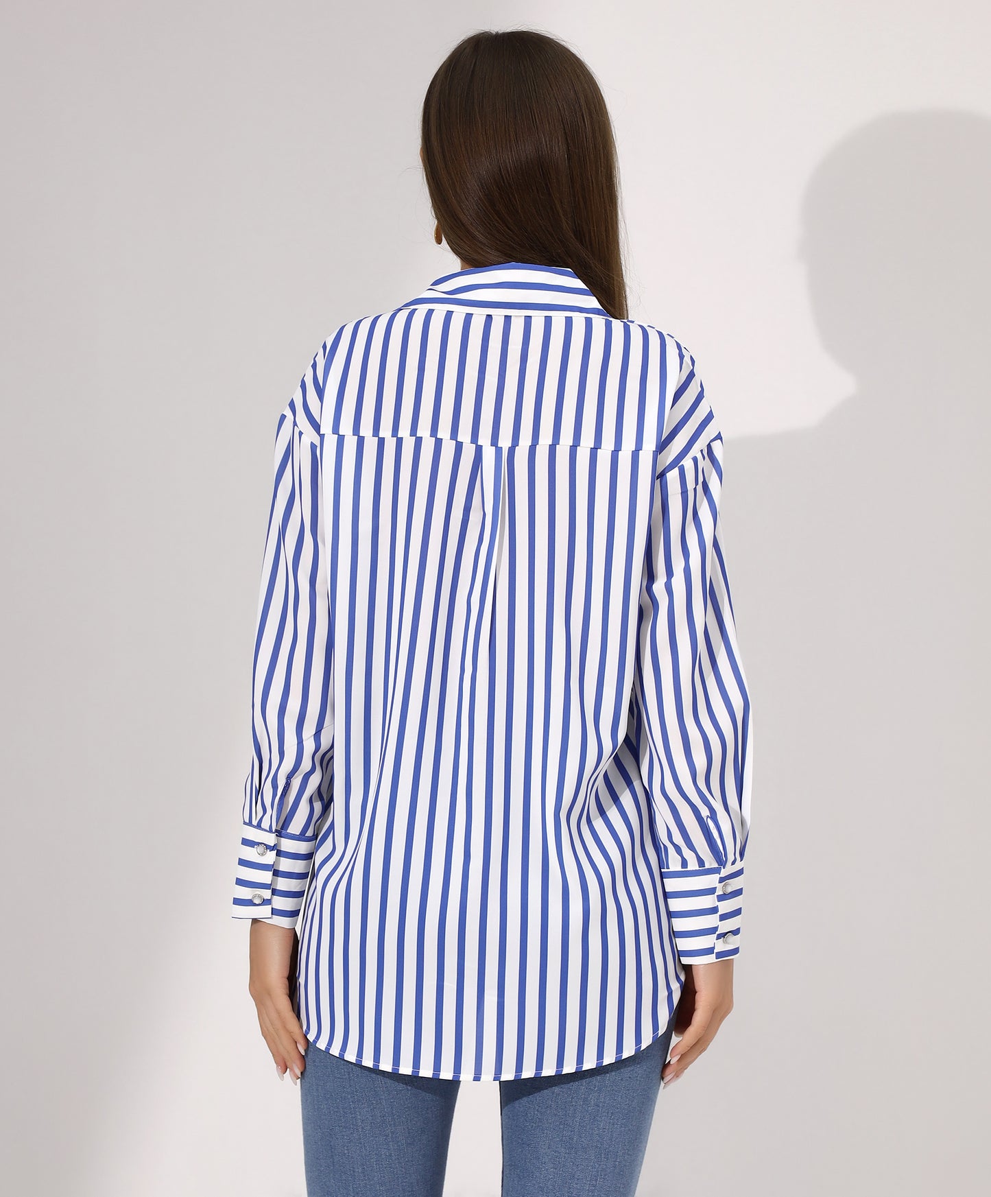 Classic Blue and White Striped Button-Down Shirt - Stayele Store 38