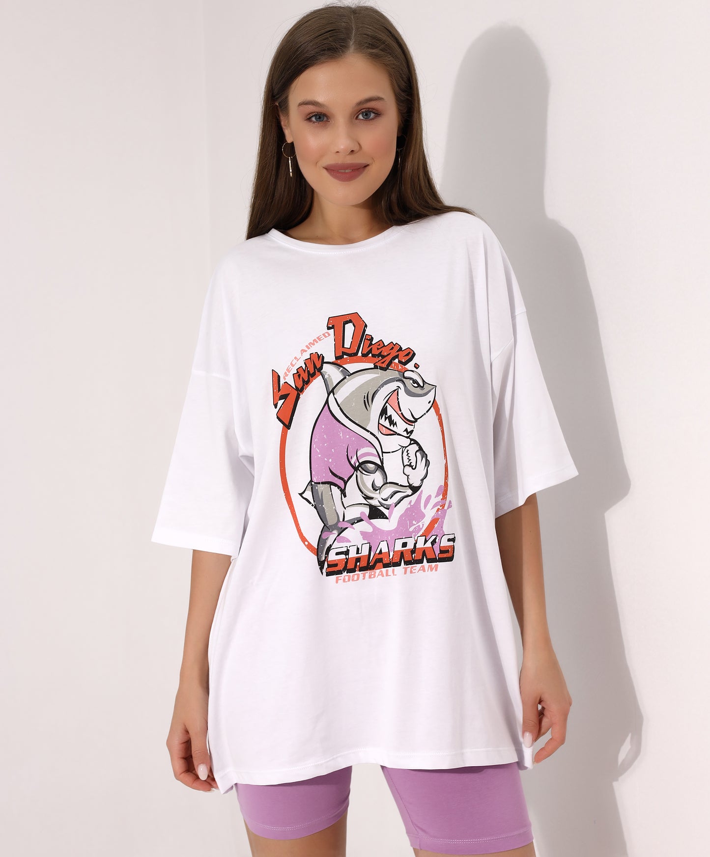 San Diego Athletic Team Graphic Tee with Purple Shorts