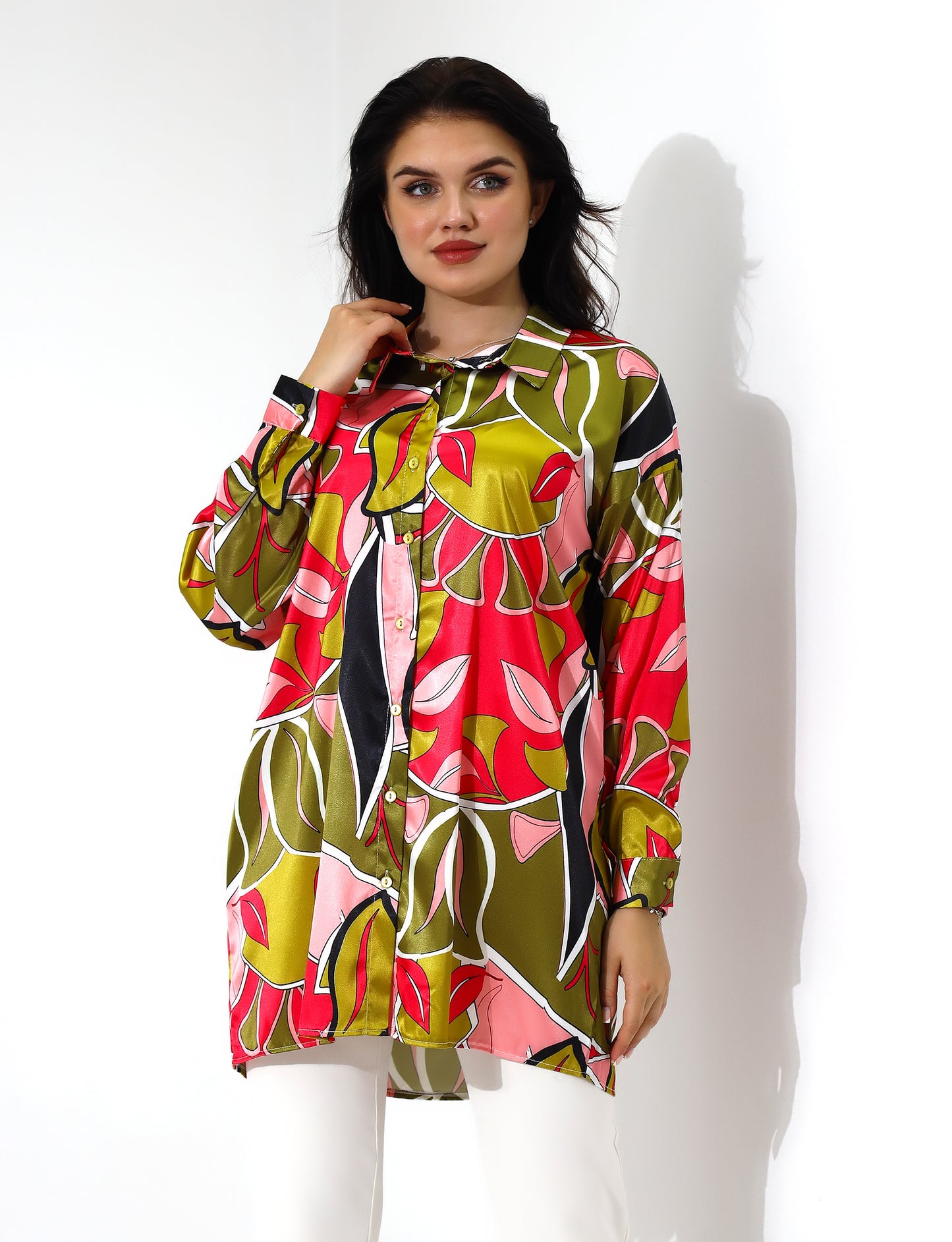 Vibrant Floral Button-Down Blouse
