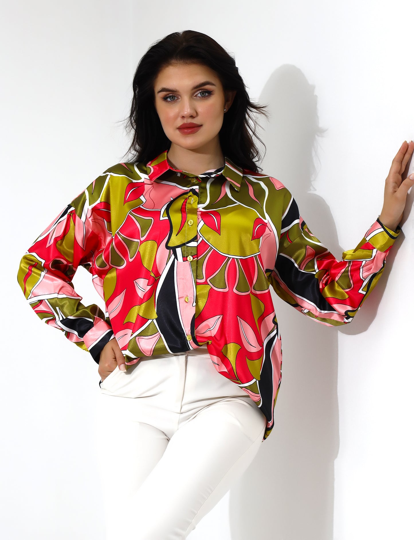 Vibrant Floral Button-Down Blouse