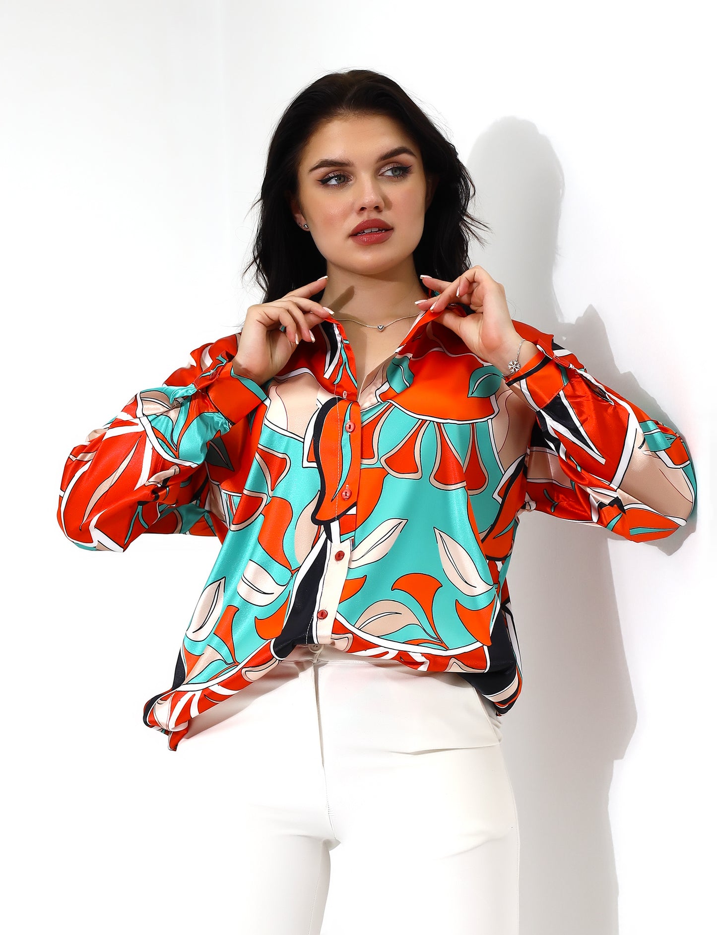 Vibrant Floral Print Long Shirt