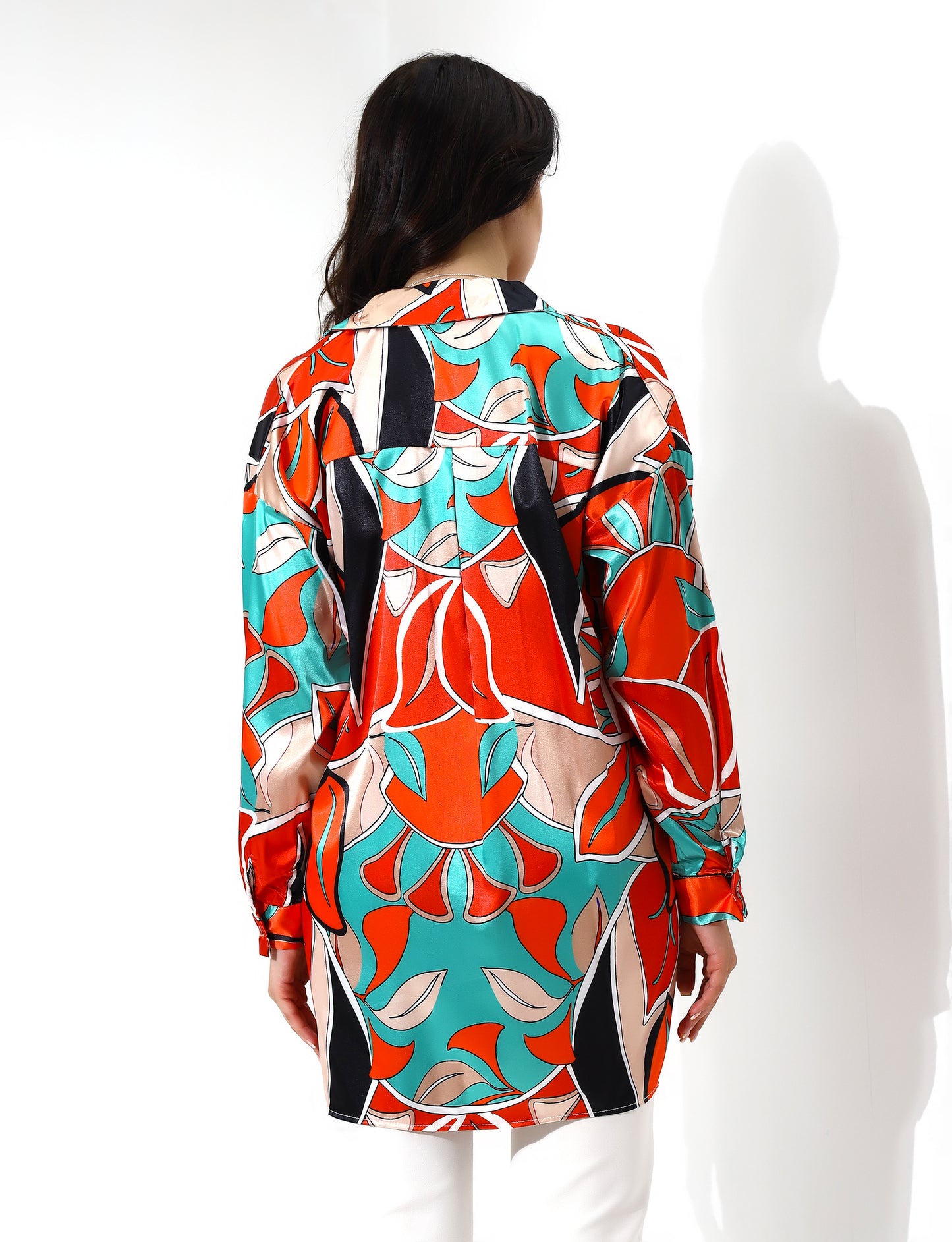 Vibrant Floral Print Long Shirt