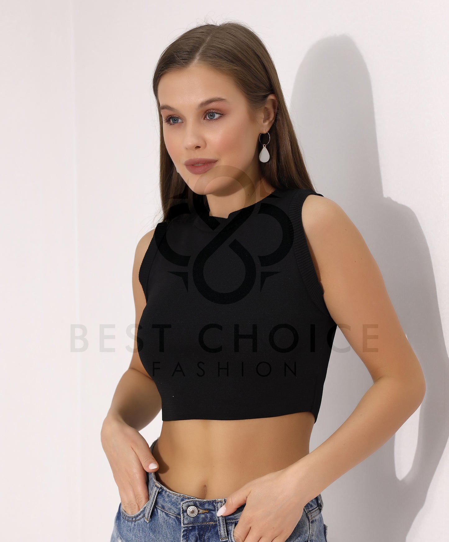 Chic Black Sleeveless Crop Top - Stayele Store Flexible