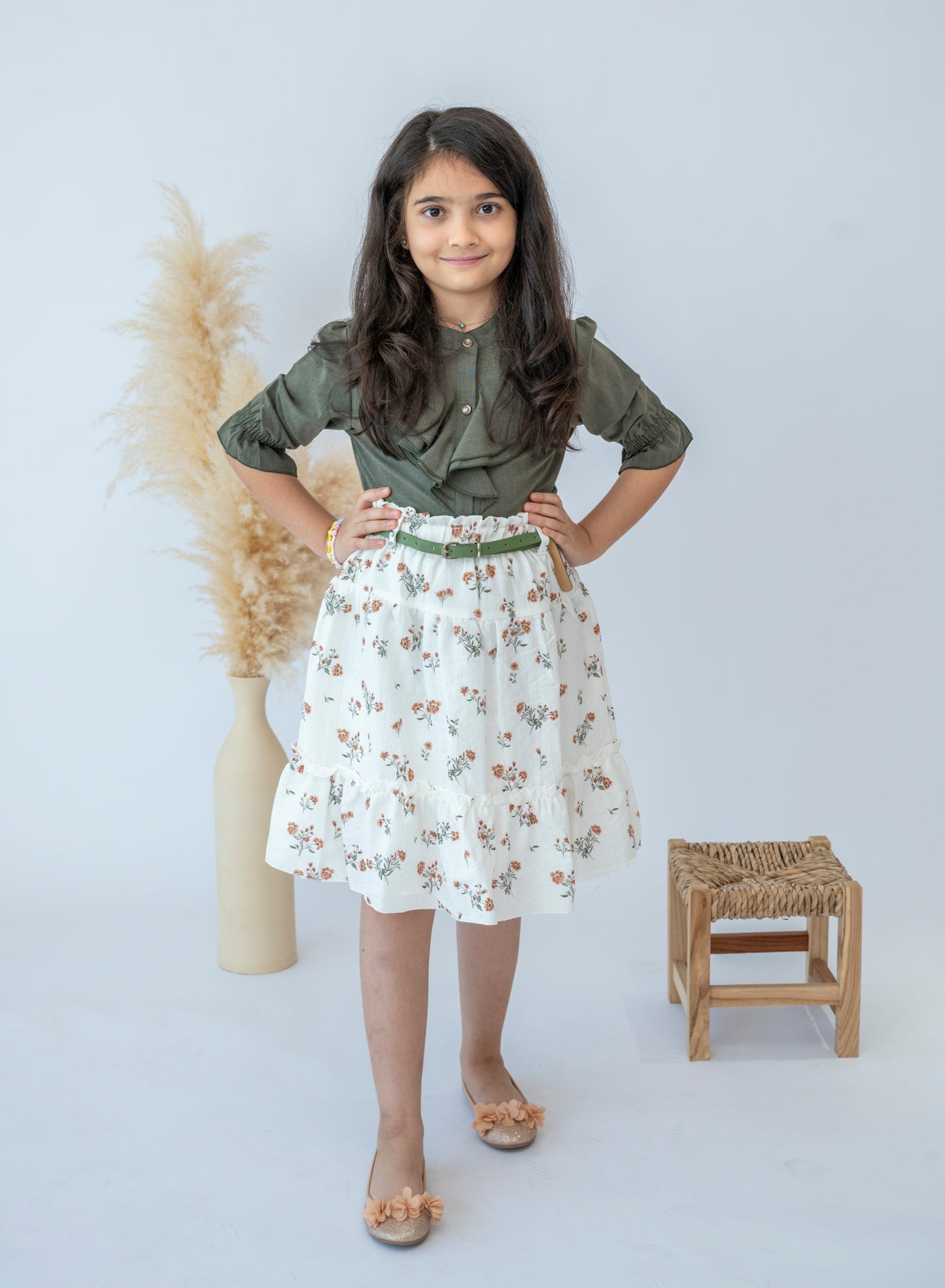Autumn Blossom Girls Skirt and Blouse Combo