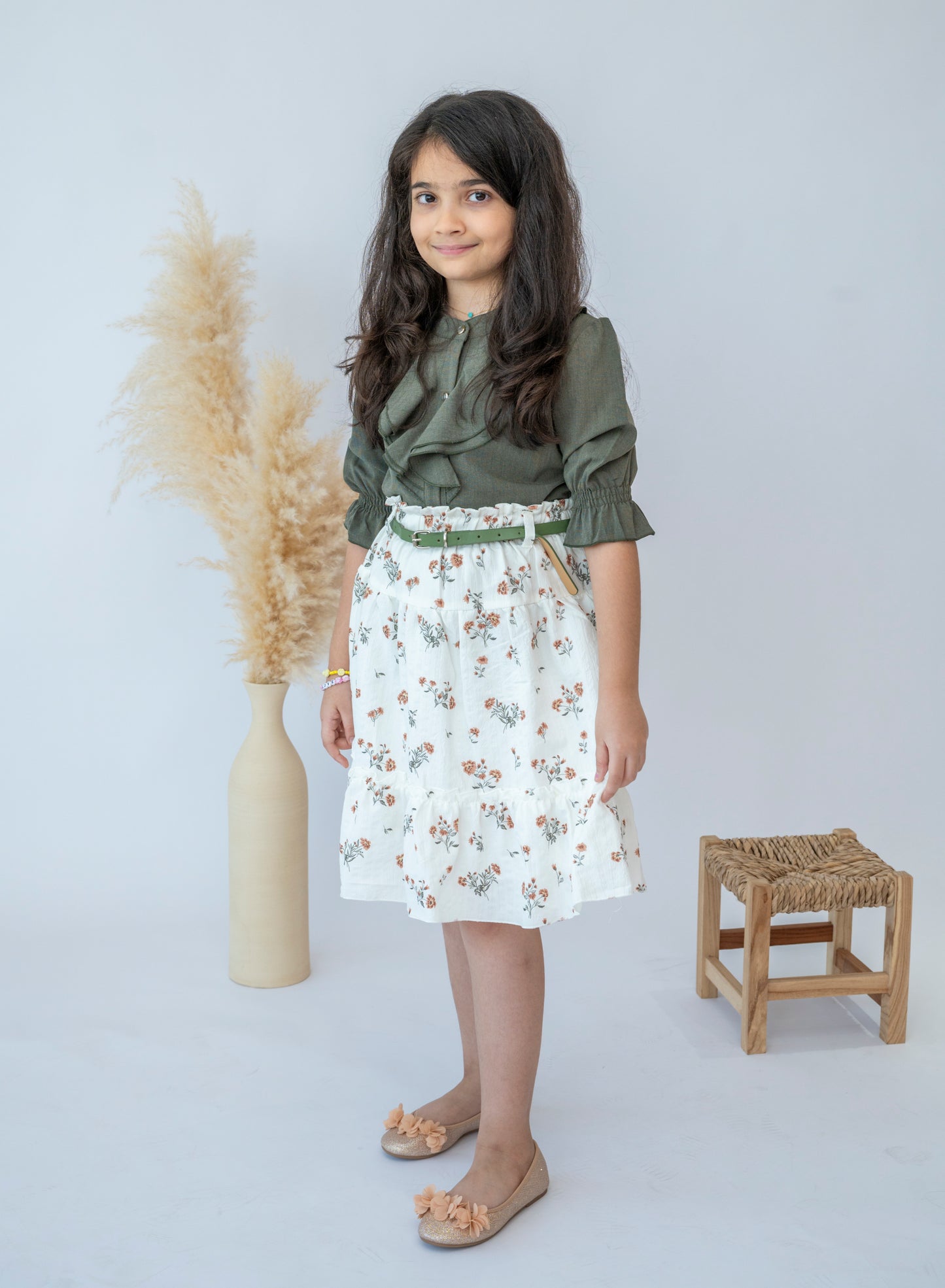 Autumn Blossom Girls Skirt and Blouse Combo