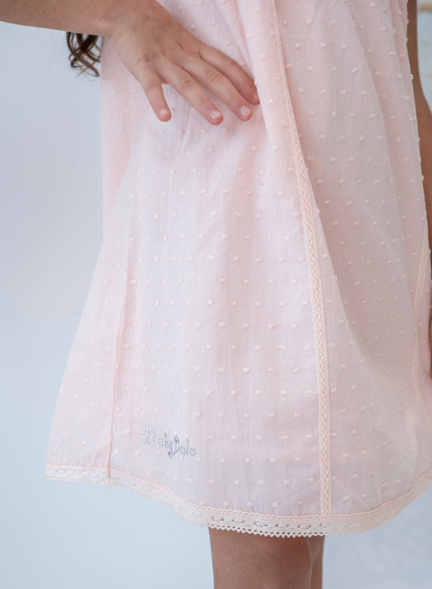Elegant Pink Polka Dot Ruffle Girls Dress