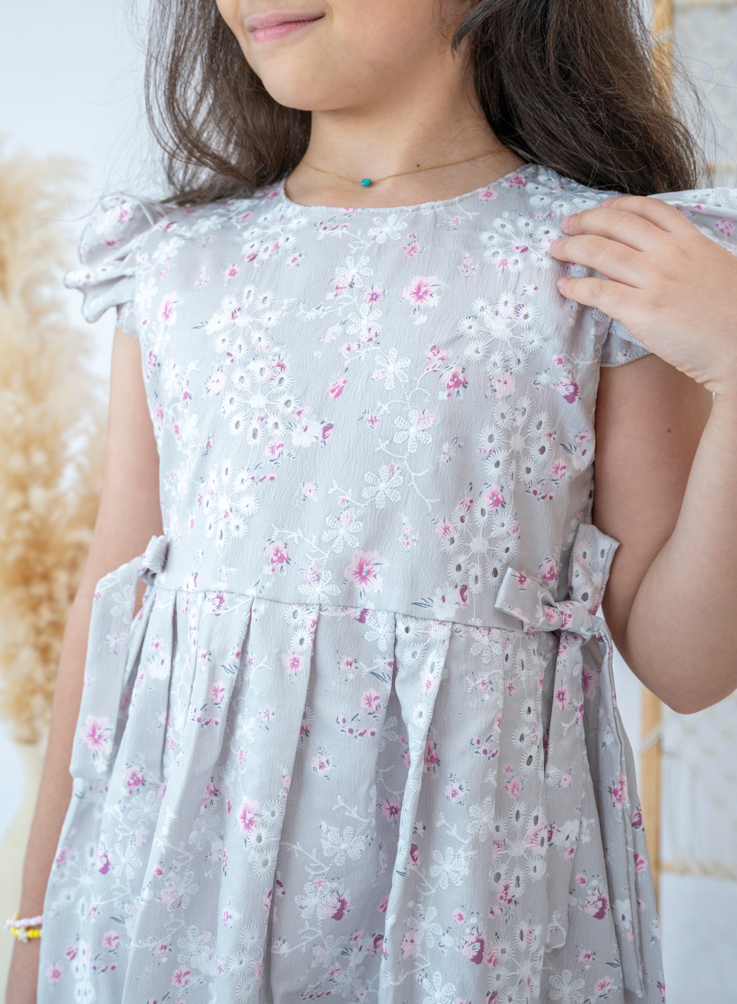 Elegant Floral Embroidered Girls Dress