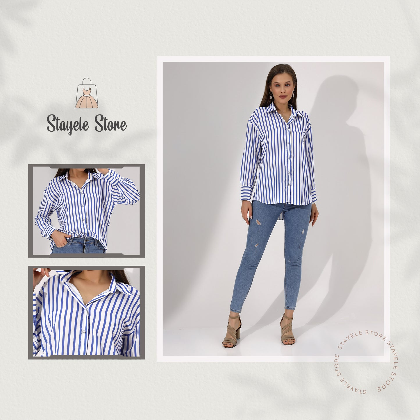 Classic Blue and White Striped Button-Down Shirt