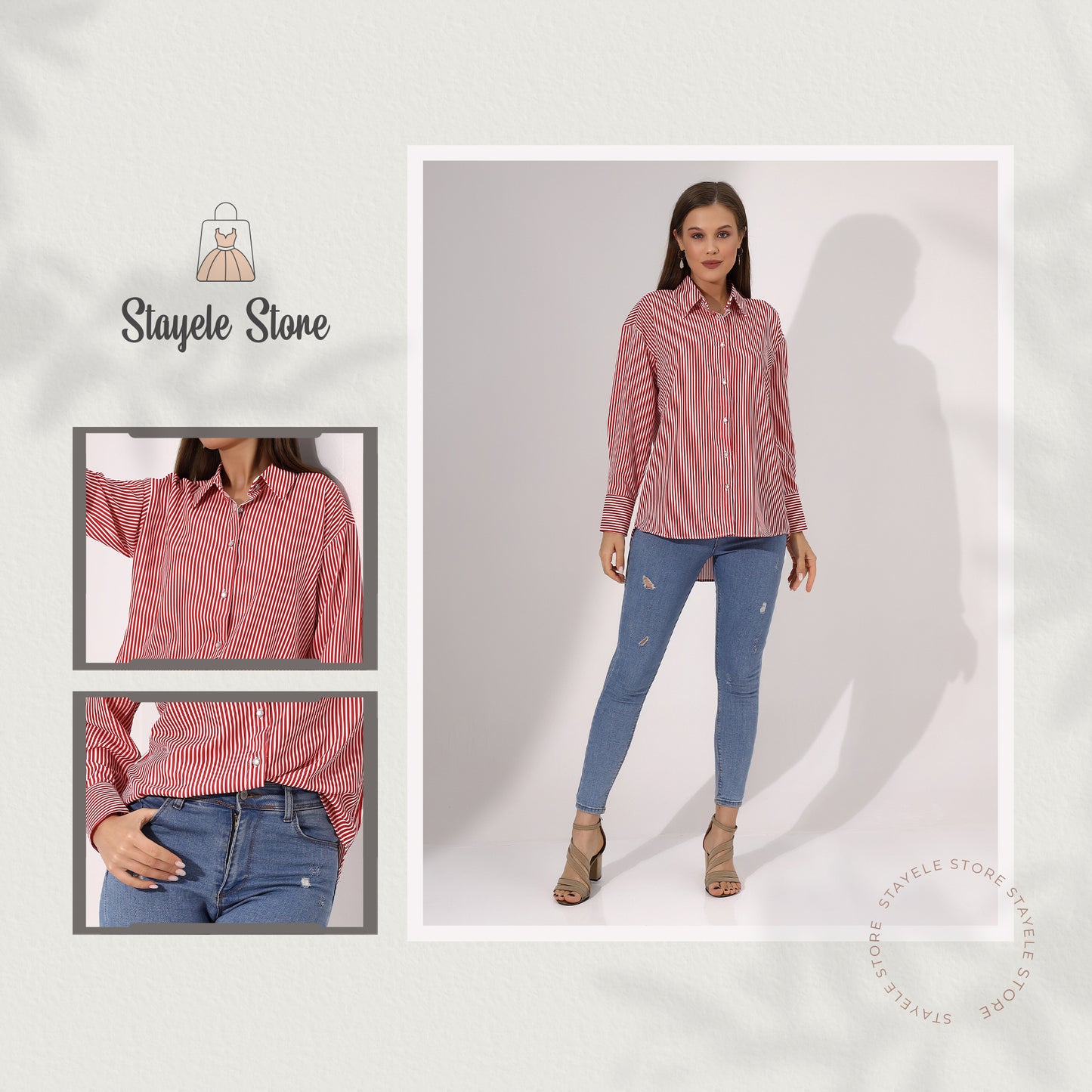 Red Striped Button-Down Shirt