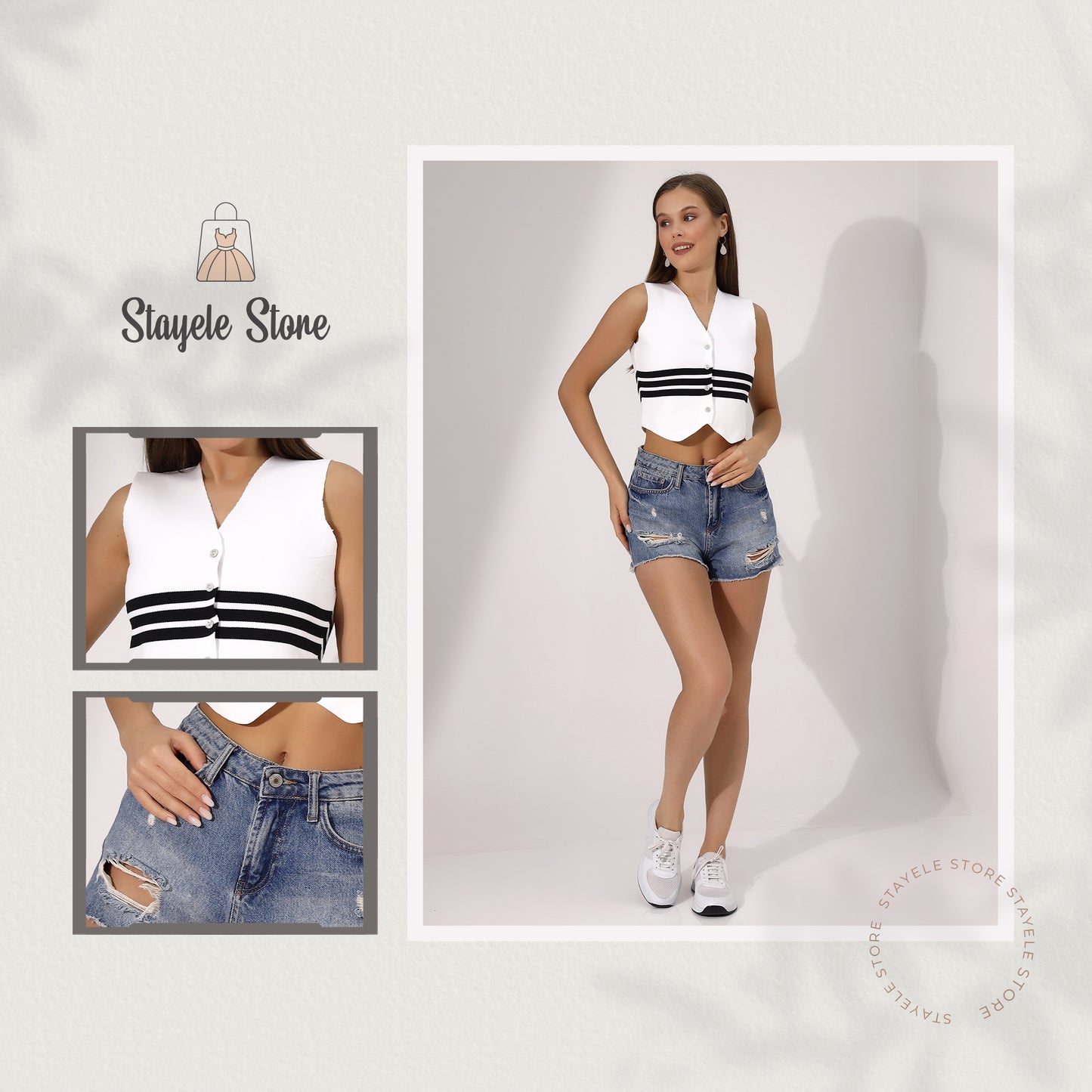 Striped Sleeveless Crop Top