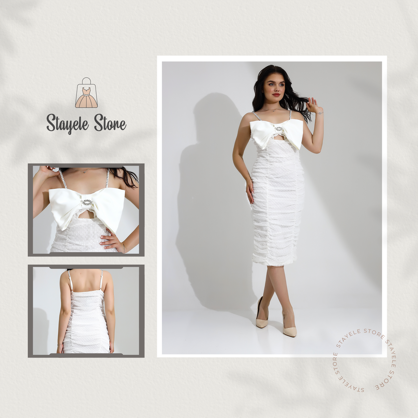 Elegant Bow Detail Midi Dress