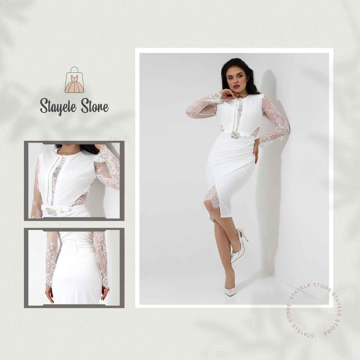 Elegant White Lace Midi Dress