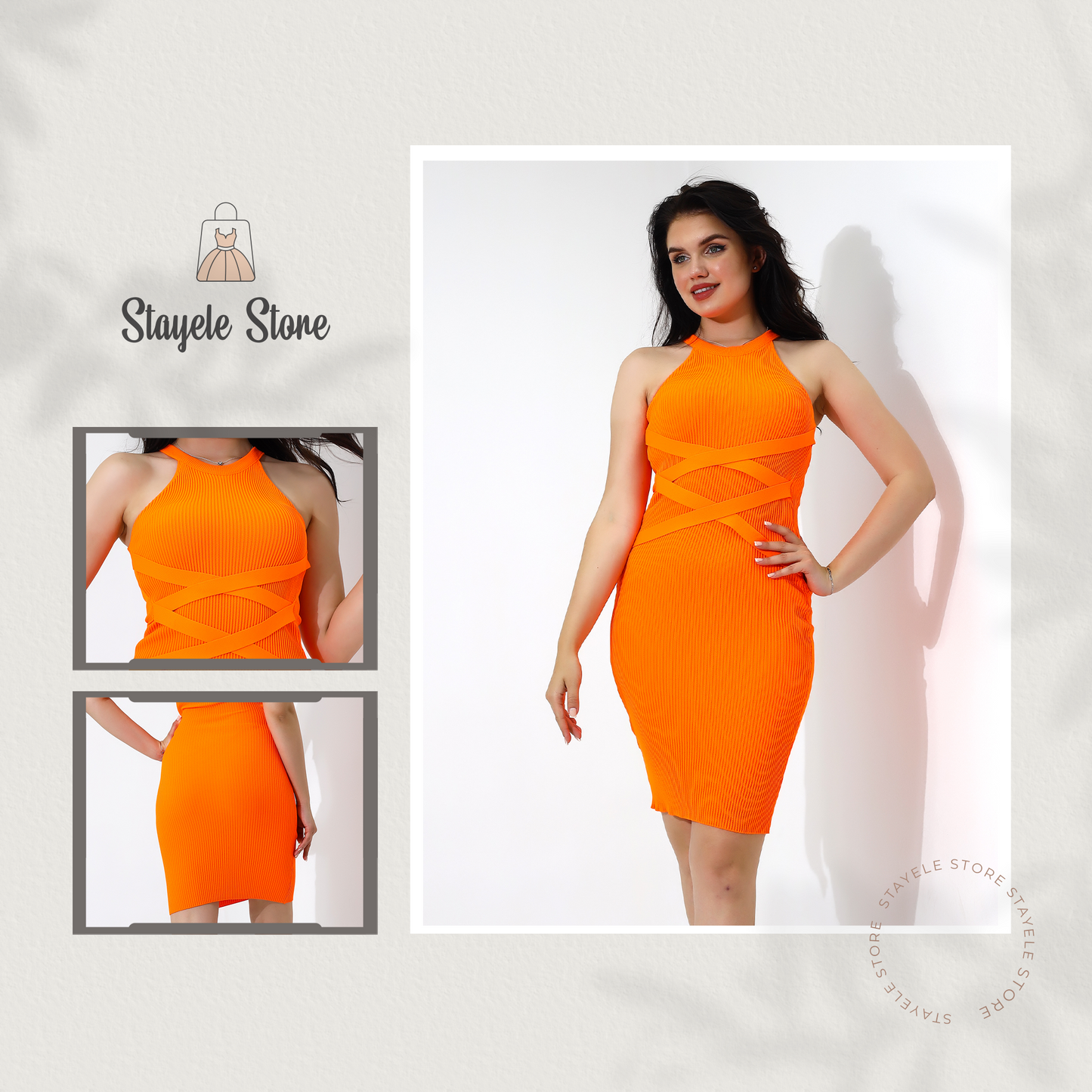 Vibrant Orange Bodycon Dress