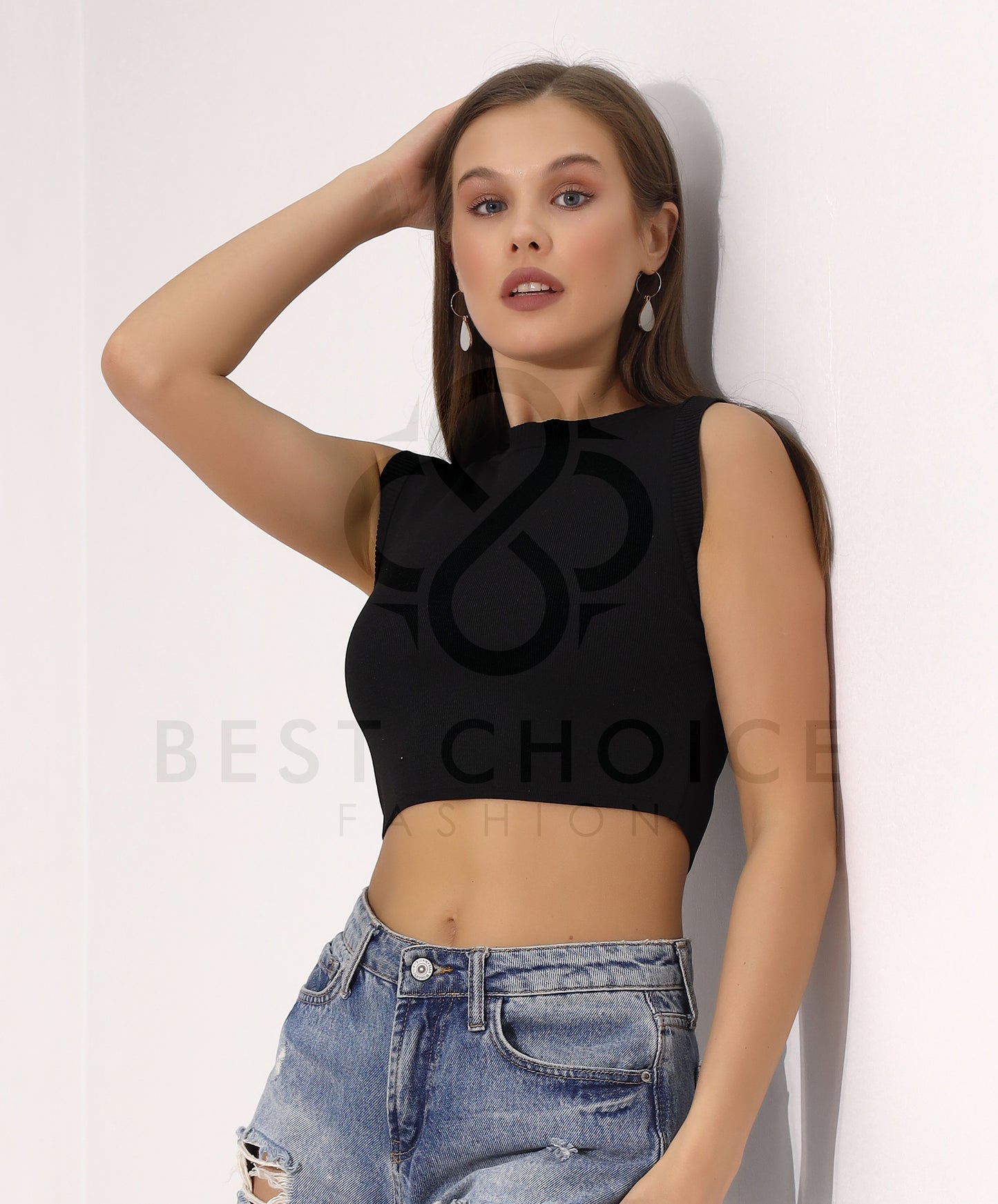 Chic Black Sleeveless Crop Top - Stayele Store Flexible