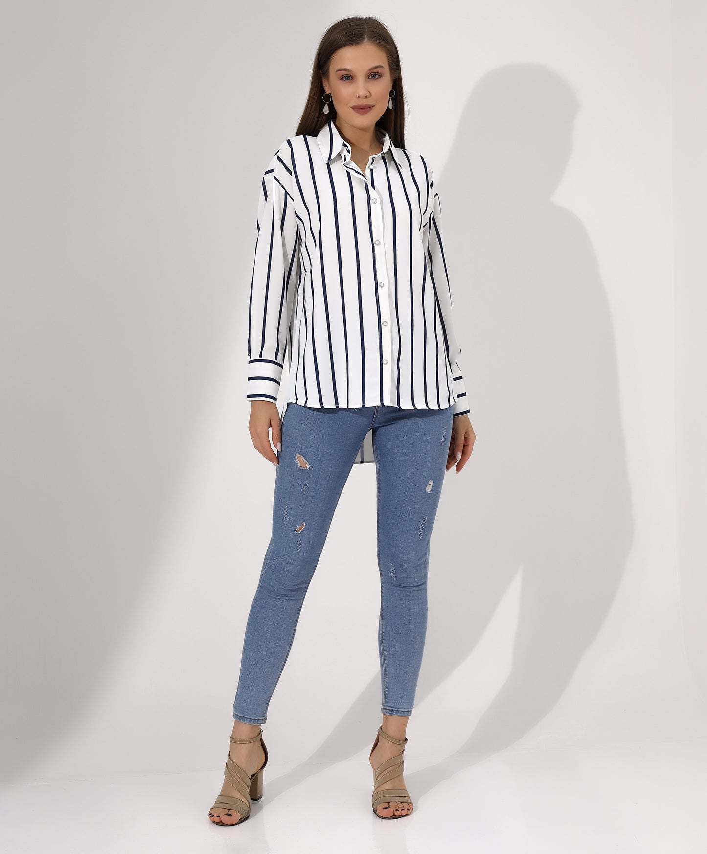 Stylish Striped Button-Down Shirt - Stayele Store 38