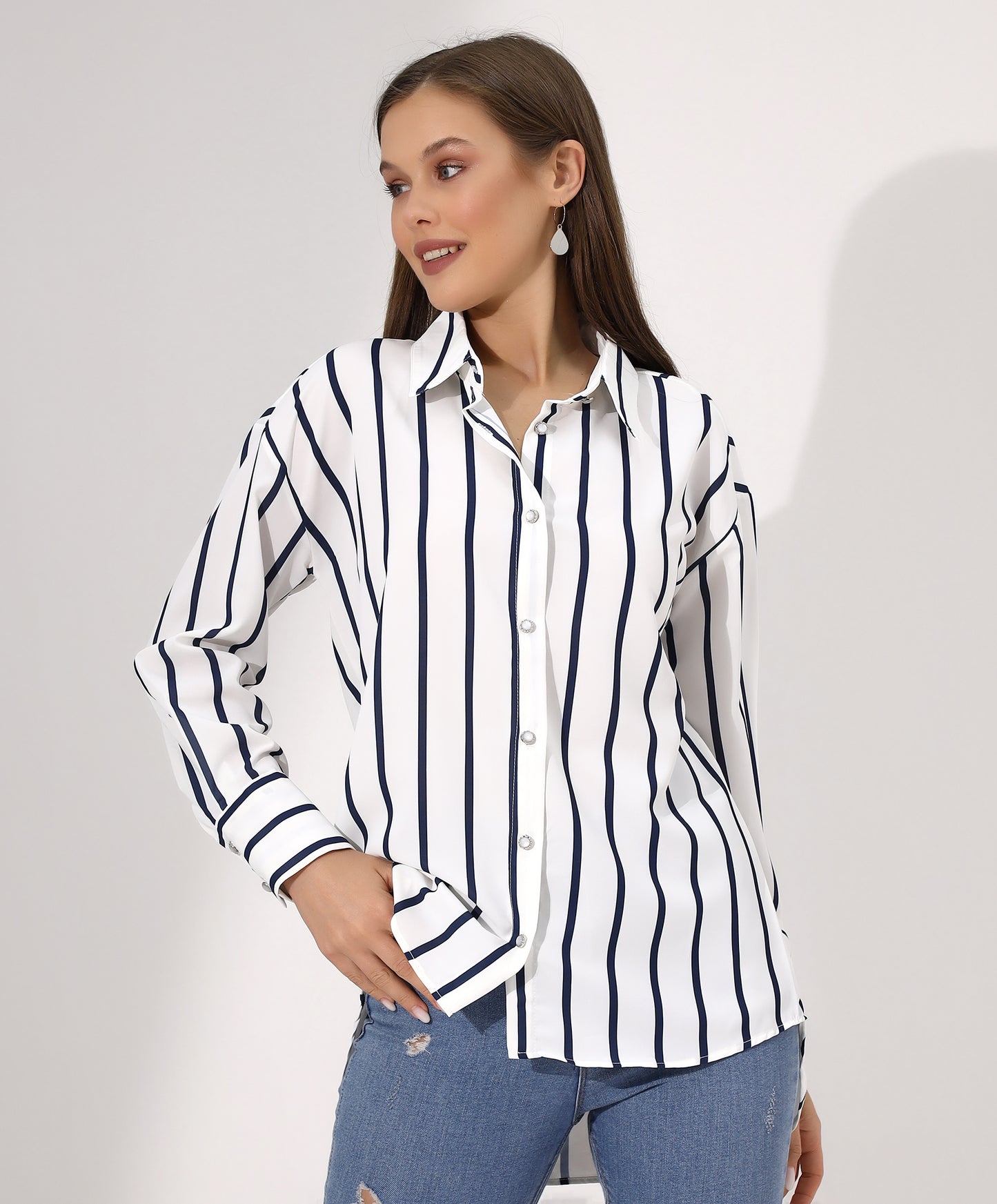 Stylish Striped Button-Down Shirt - Stayele Store 38