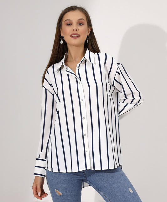 Stylish Striped Button-Down Shirt - Stayele Store 38