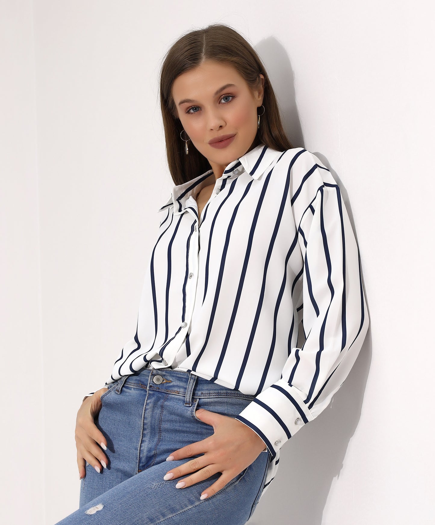 Stylish Striped Button-Down Shirt - Stayele Store 38