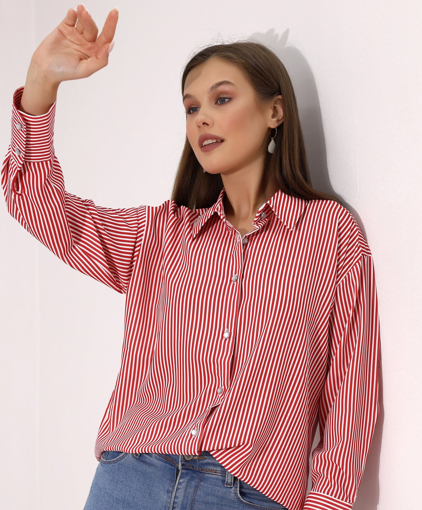 Red Striped Button-Down Shirt