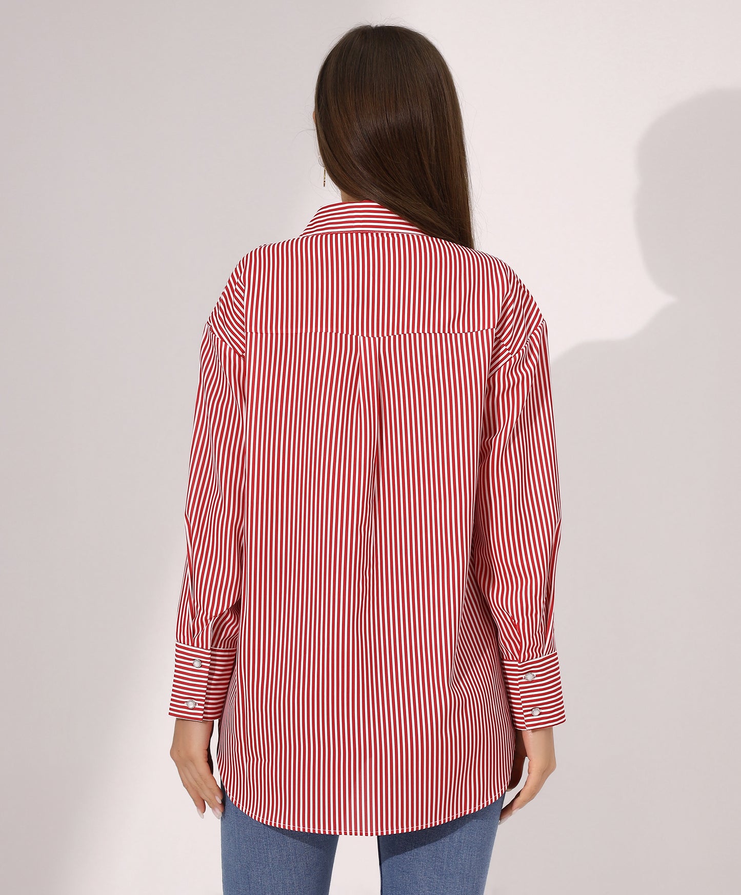 Red Striped Button-Down Shirt