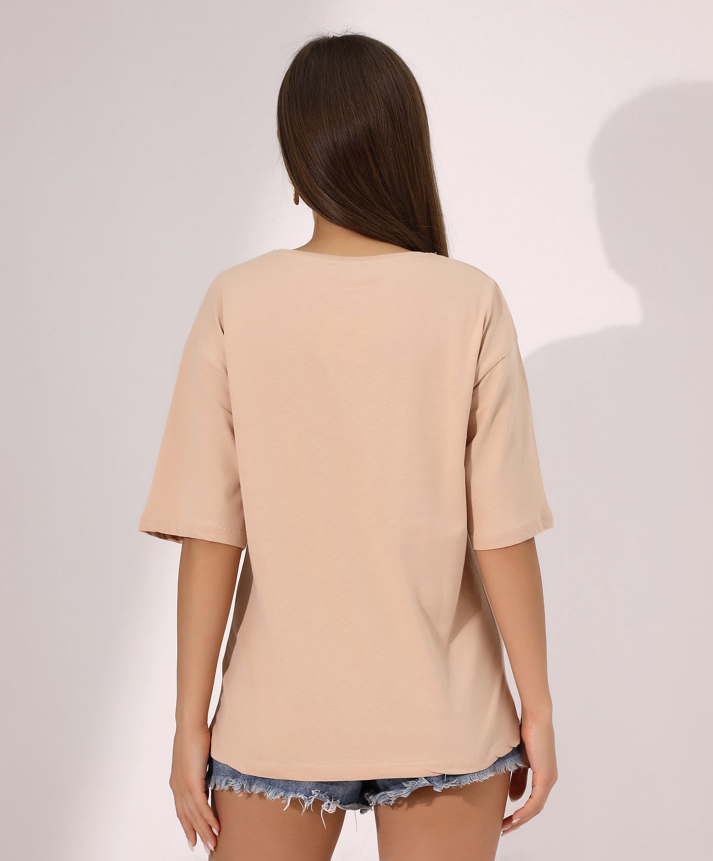 Graphic Beige T-Shirt with Face Illustration