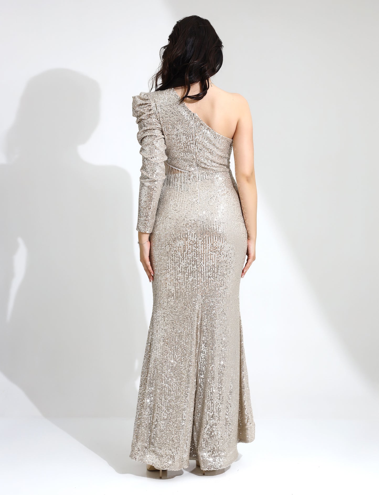 Dazzling Fuchsia Sequin One-Shoulder Gown