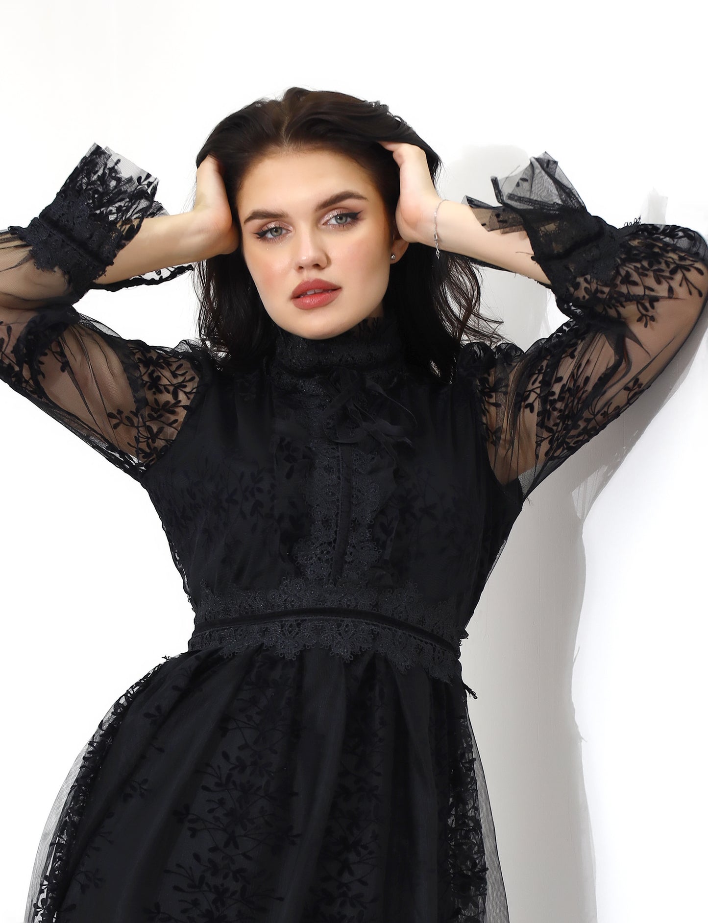 Elegant Black Lace Midi Dress