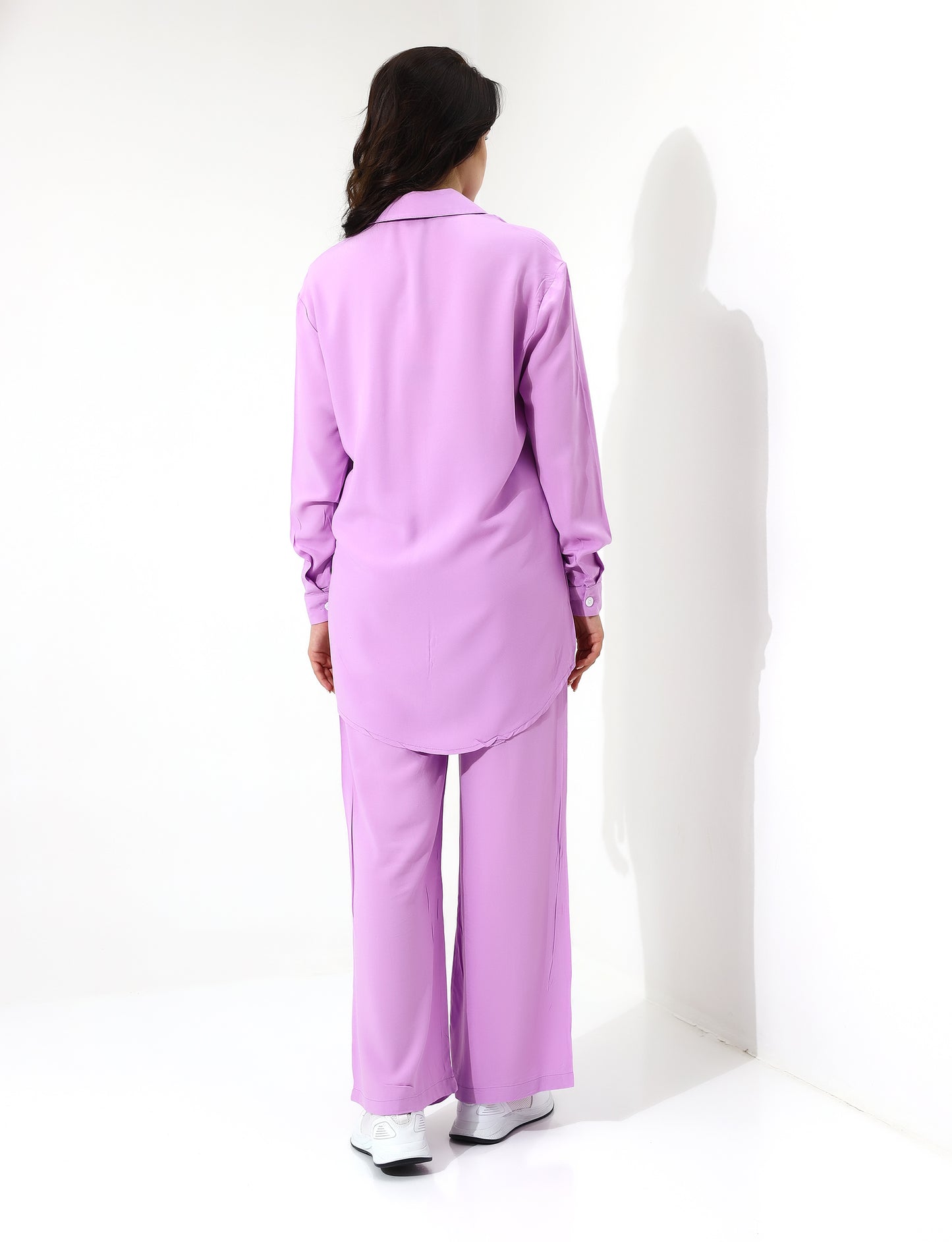Stylish Two-Tone Button-Down Shirt and Pants Set