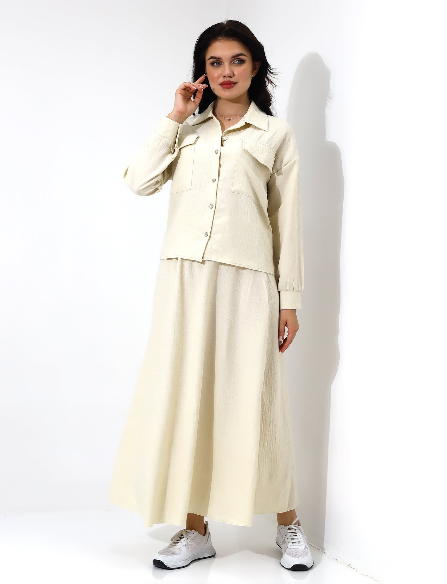 Beige Casual Two-Piece Set