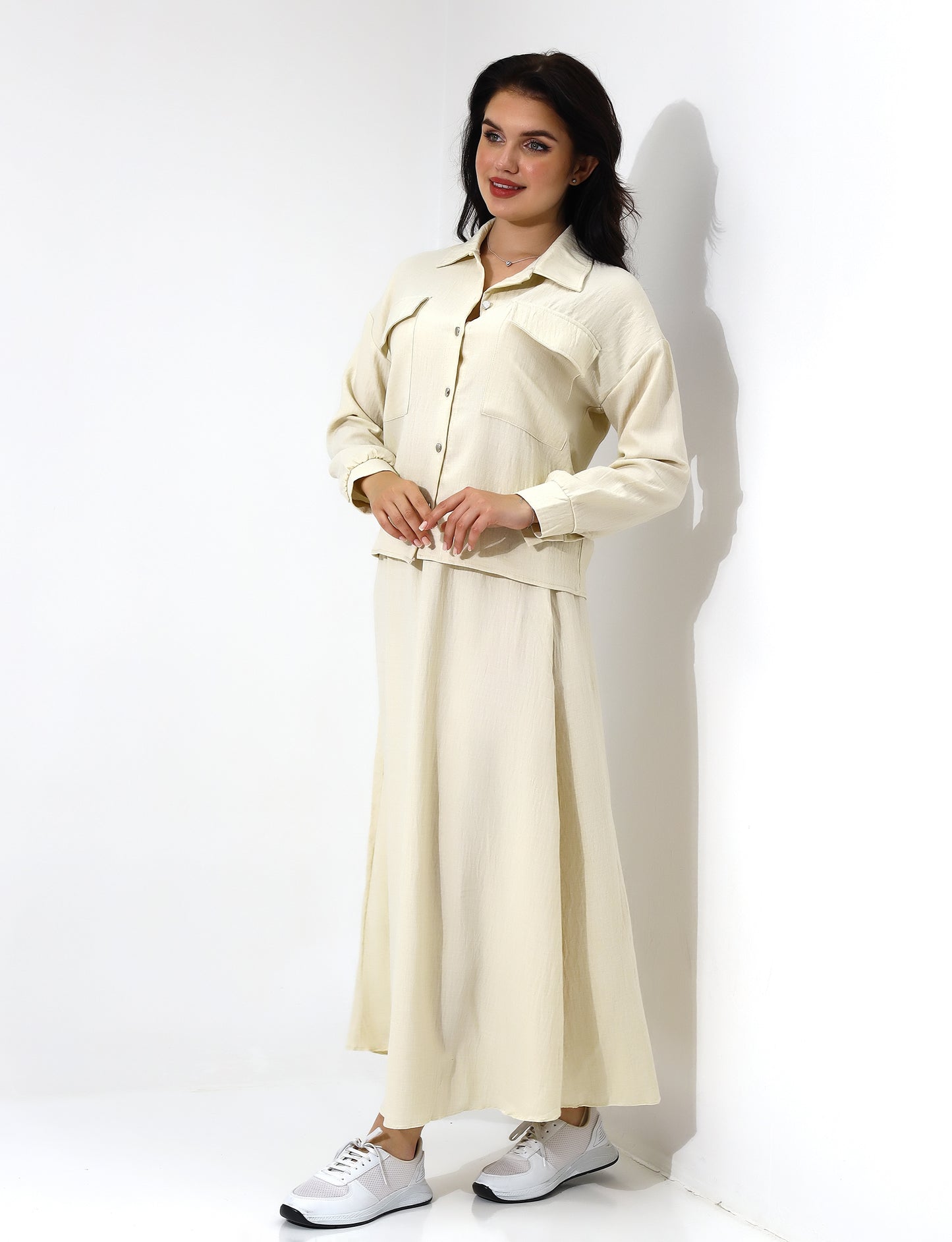 Beige Casual Two-Piece Set