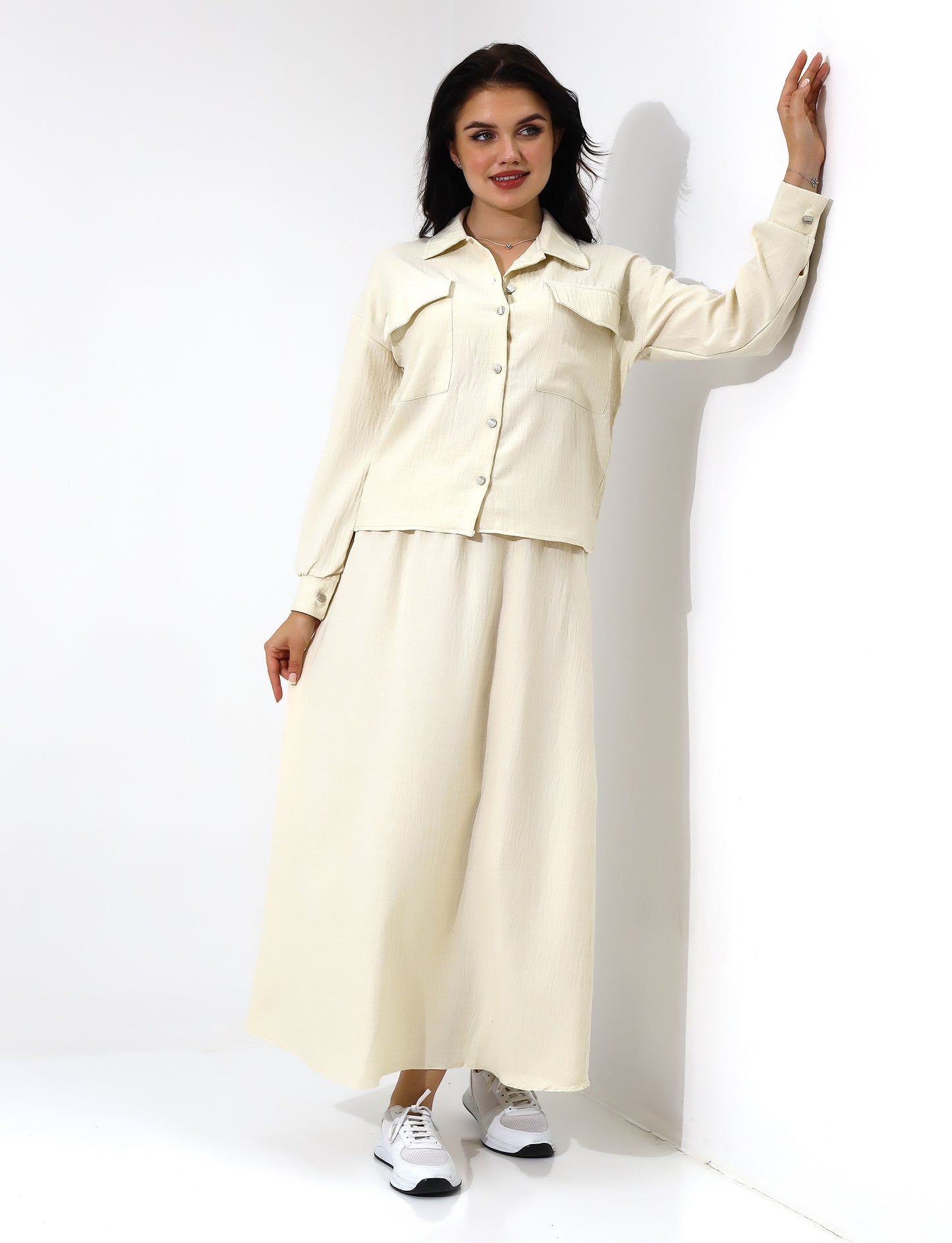 Beige Casual Two-Piece Set