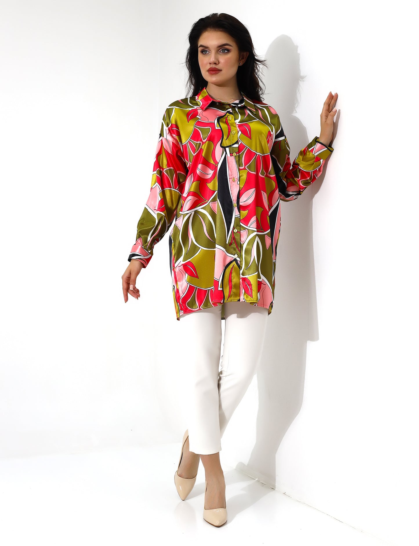 Vibrant Floral Button-Down Blouse