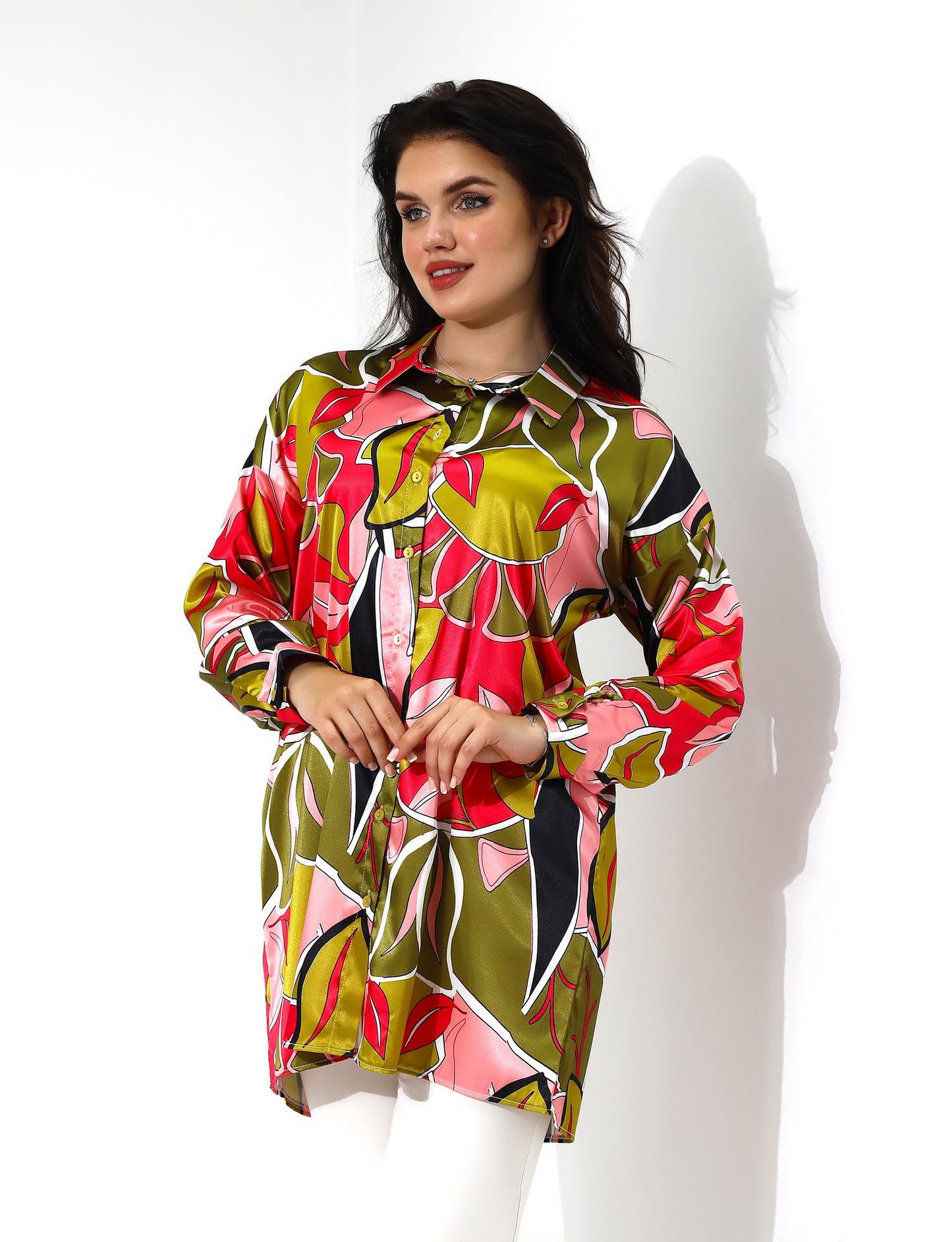 Vibrant Floral Button-Down Blouse