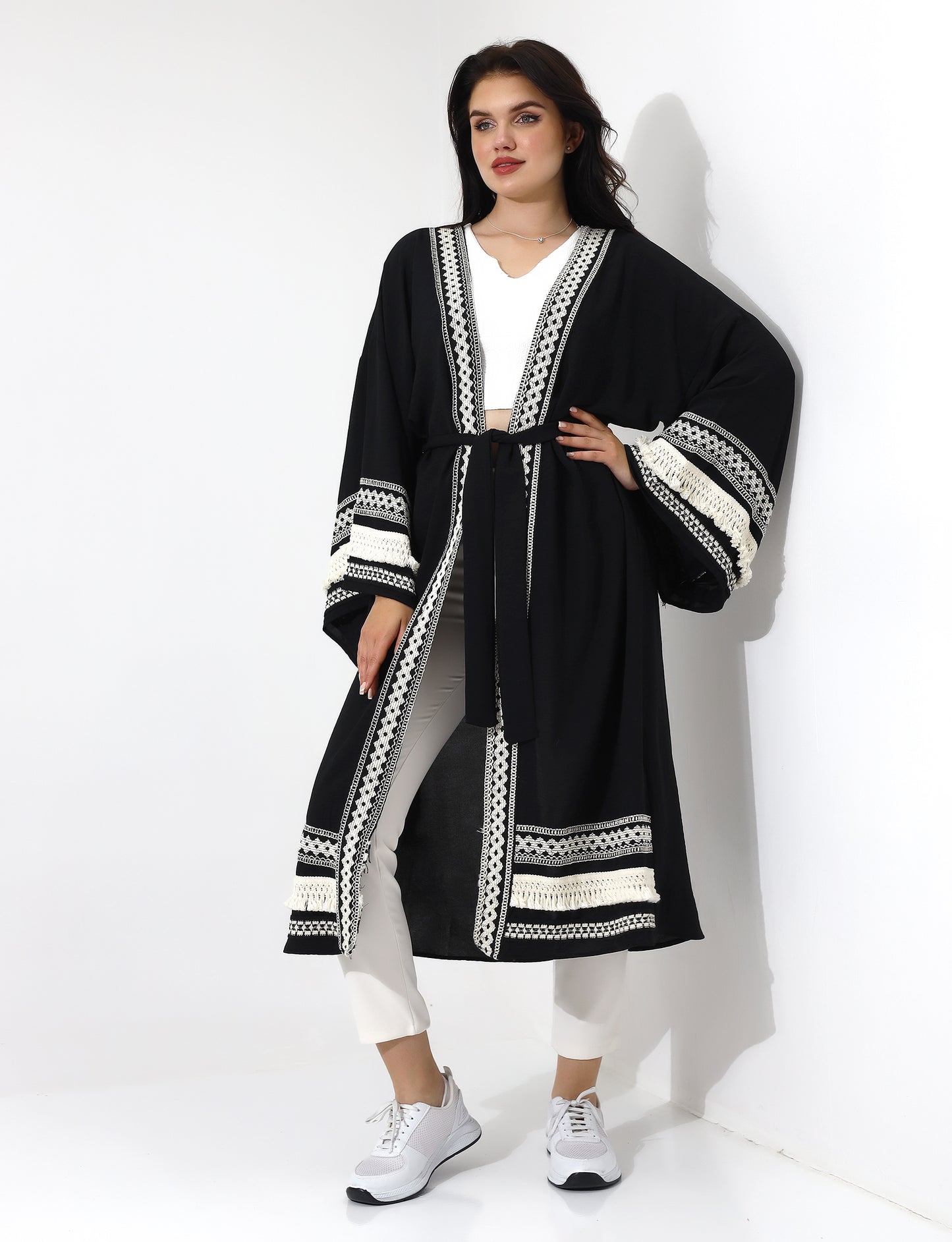 Elegant Black Abaya with Lace Details
