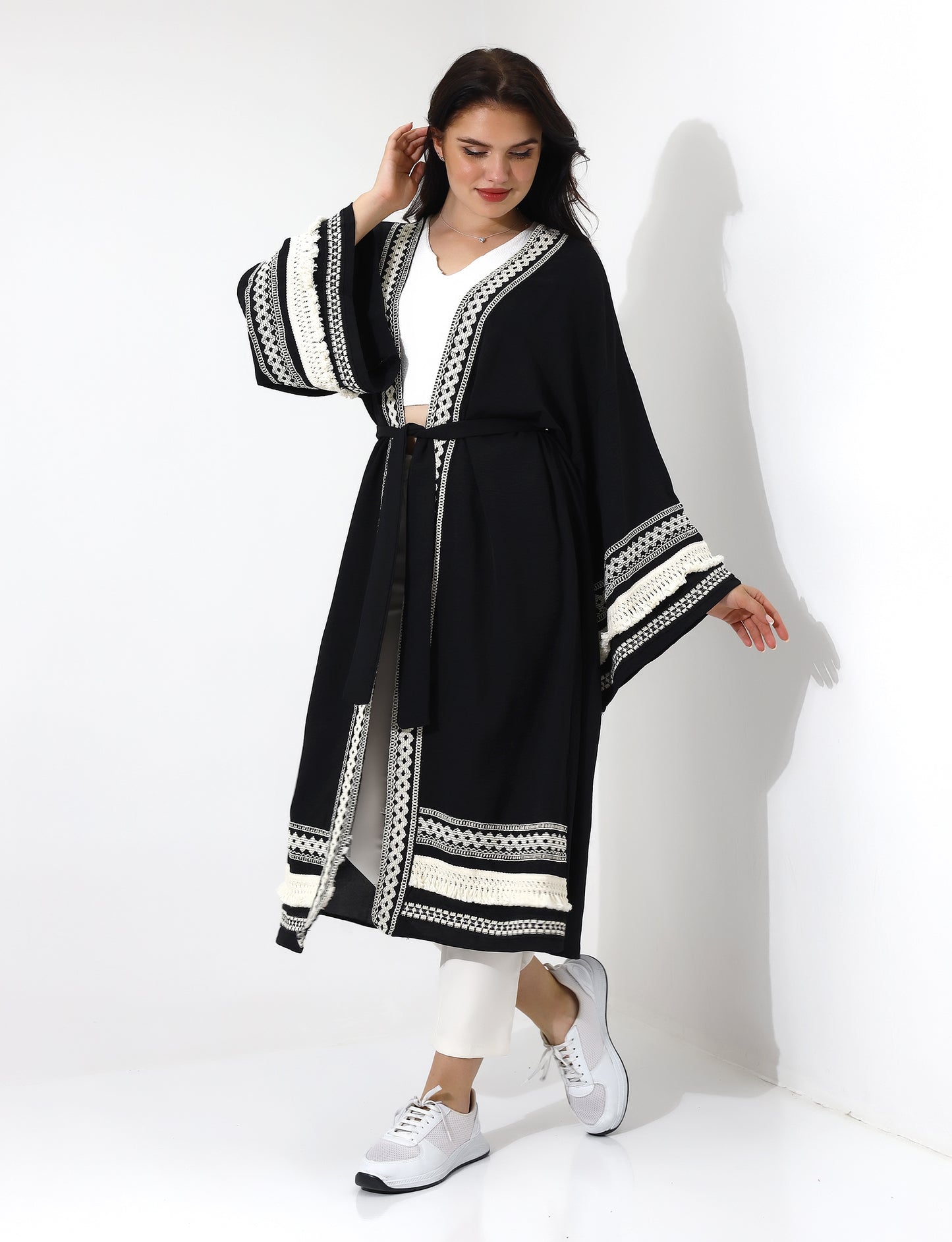 Elegant Black Abaya with Lace Details