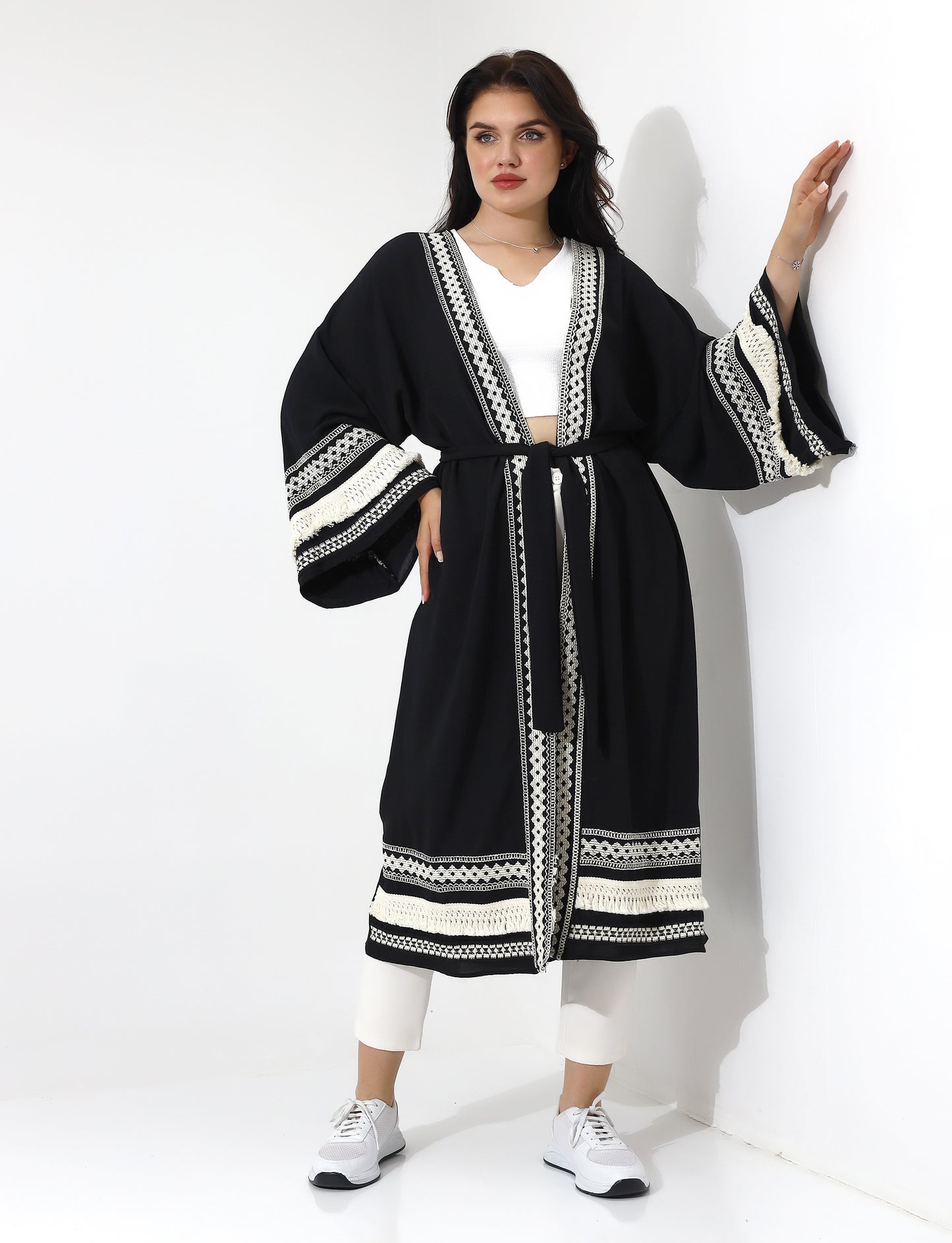 Elegant Black Abaya with Lace Details