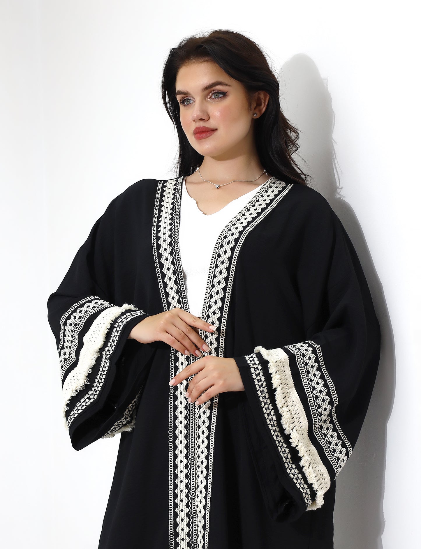 Elegant Black Abaya with Lace Details