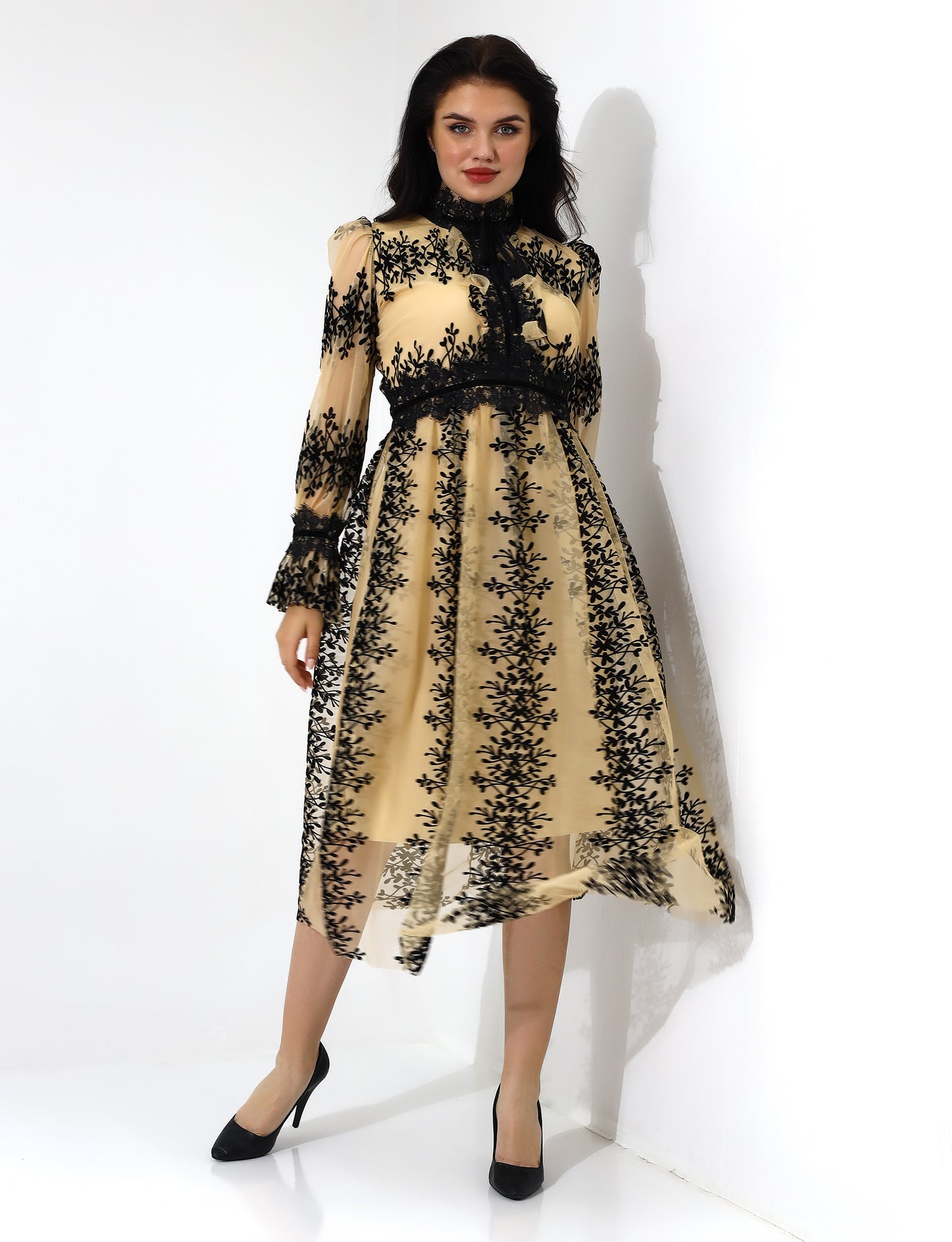 Elegant Floral Lace Overlay Dress