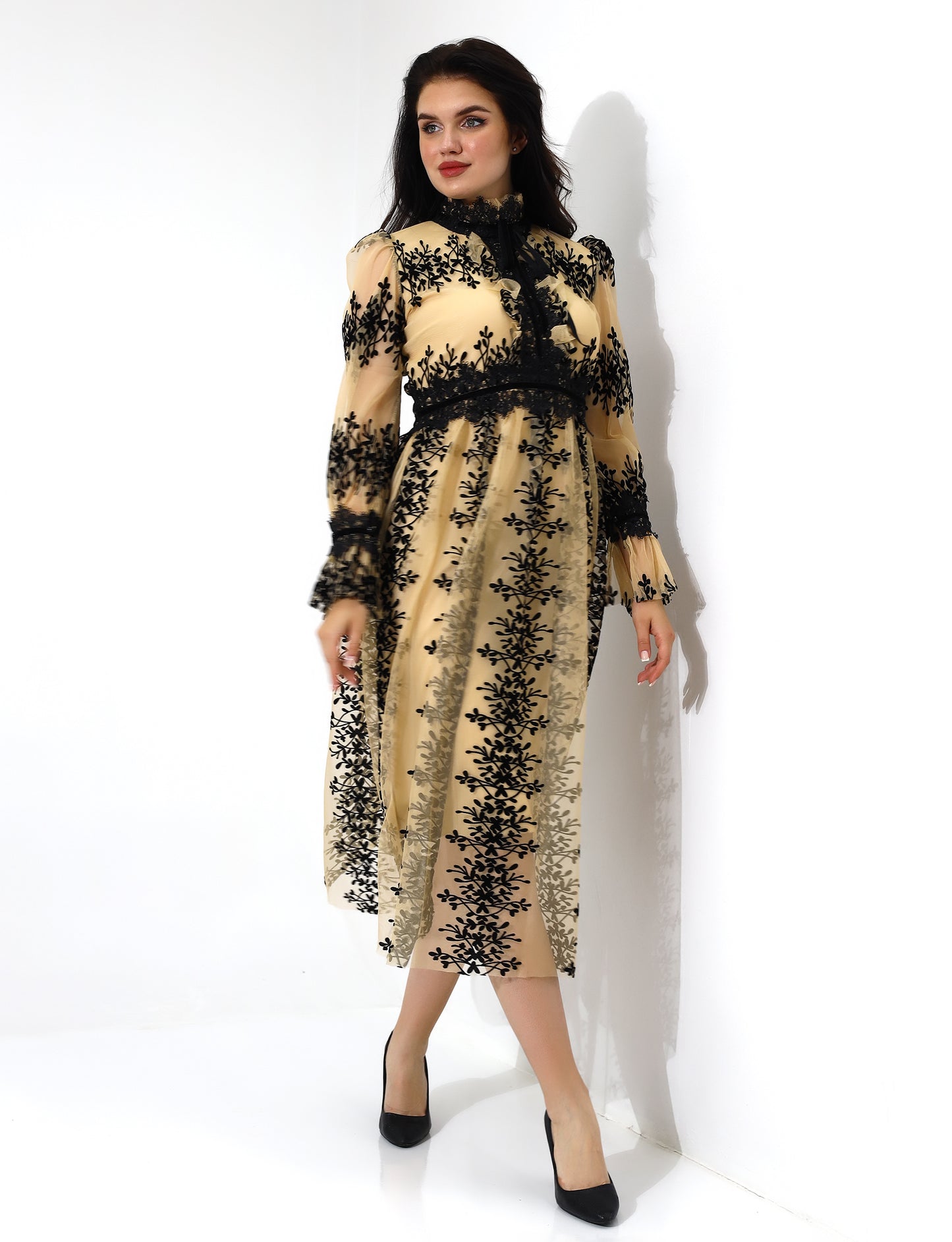 Elegant Floral Lace Overlay Dress