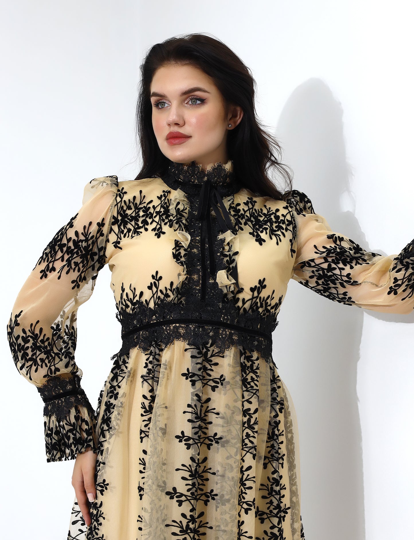 Elegant Floral Lace Overlay Dress