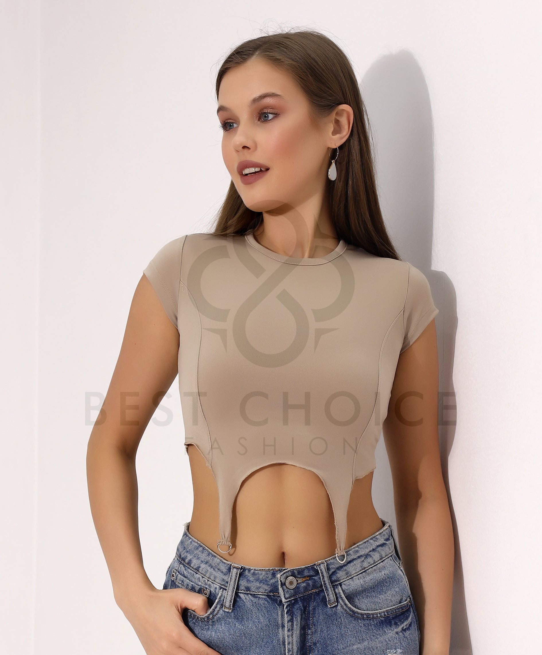 Beige crop top cutout - Stayele Store S
