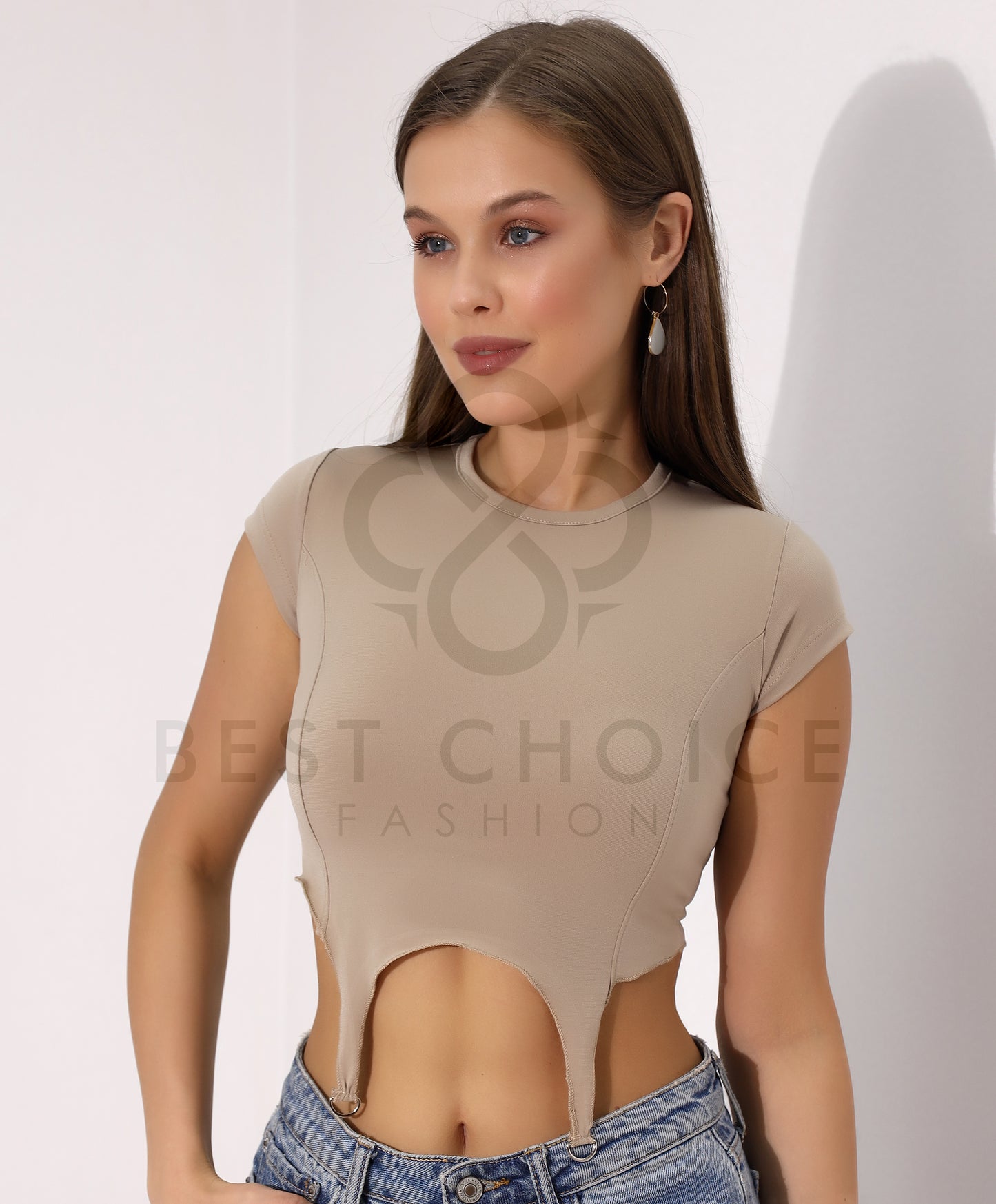 Beige crop top cutout - Stayele Store S