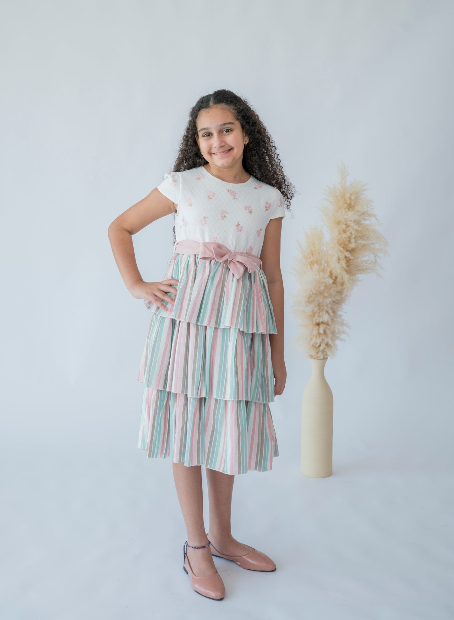 Carnival Stripes Tiered Dress