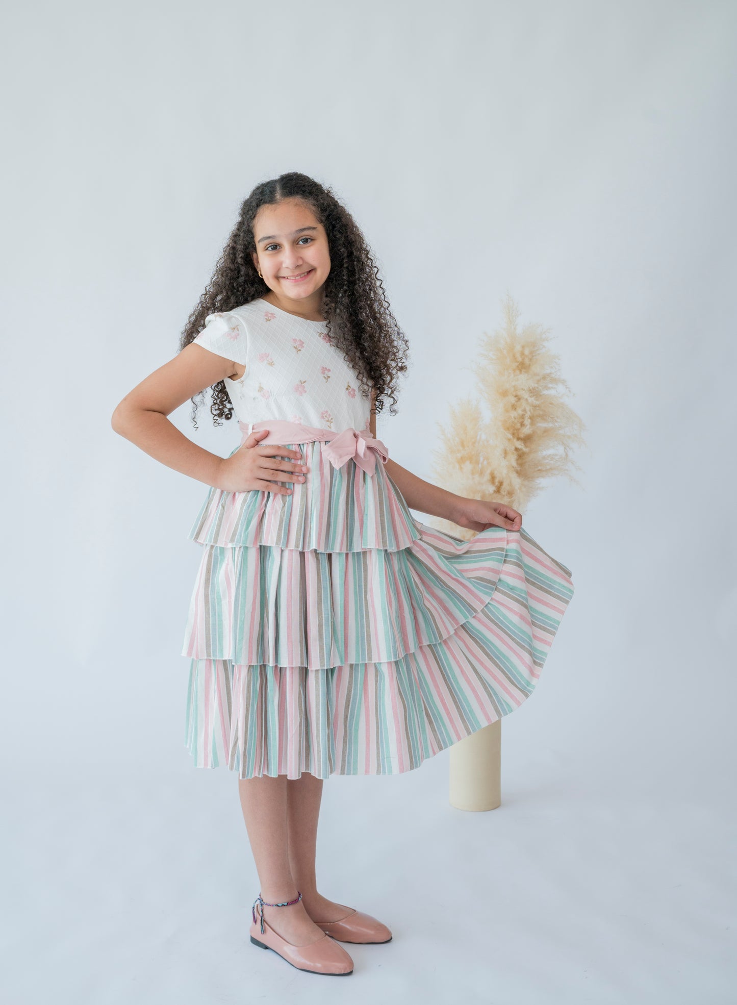 Carnival Stripes Tiered Dress