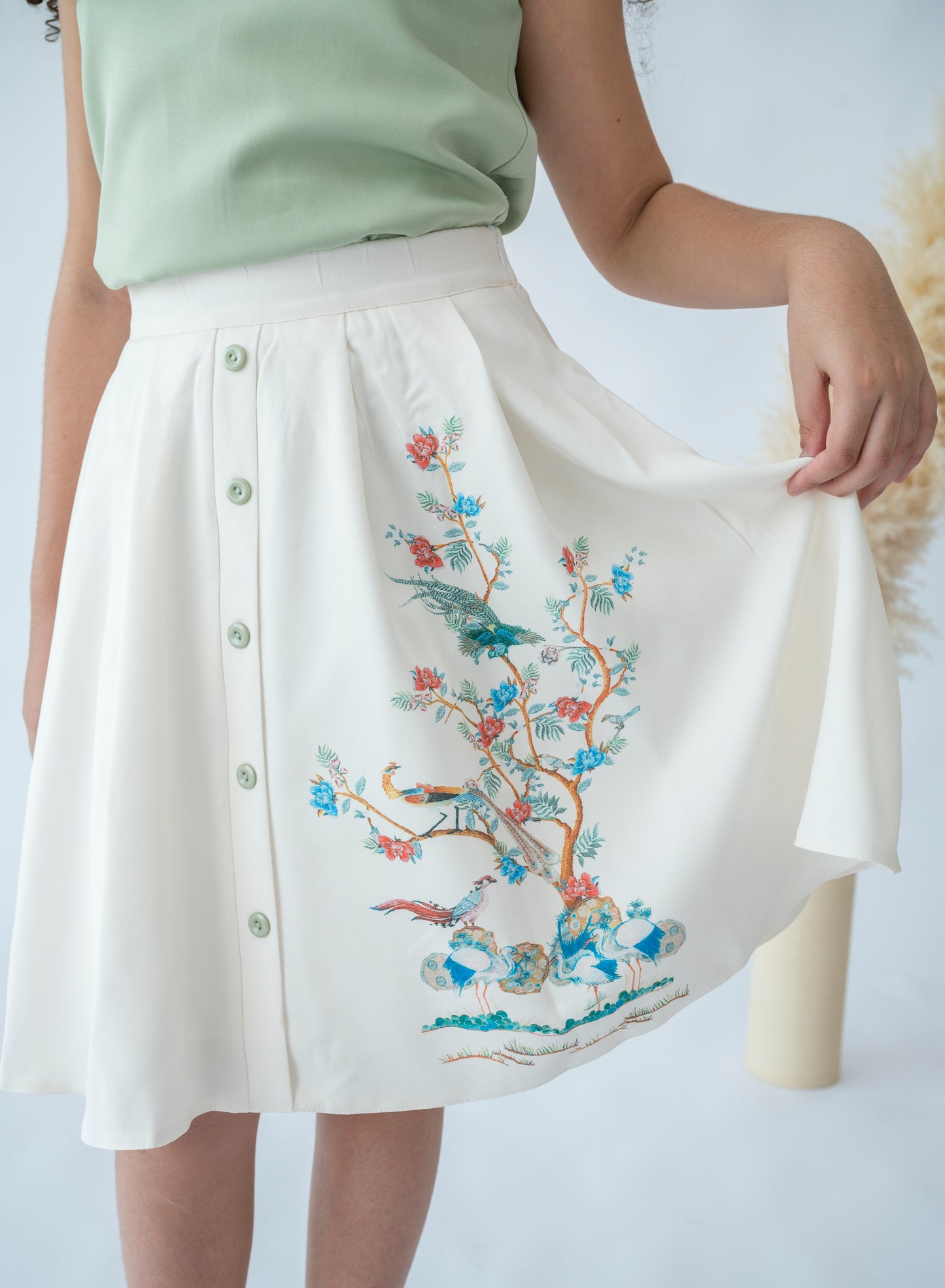 Blossom Breeze Embroidered Skirt Set