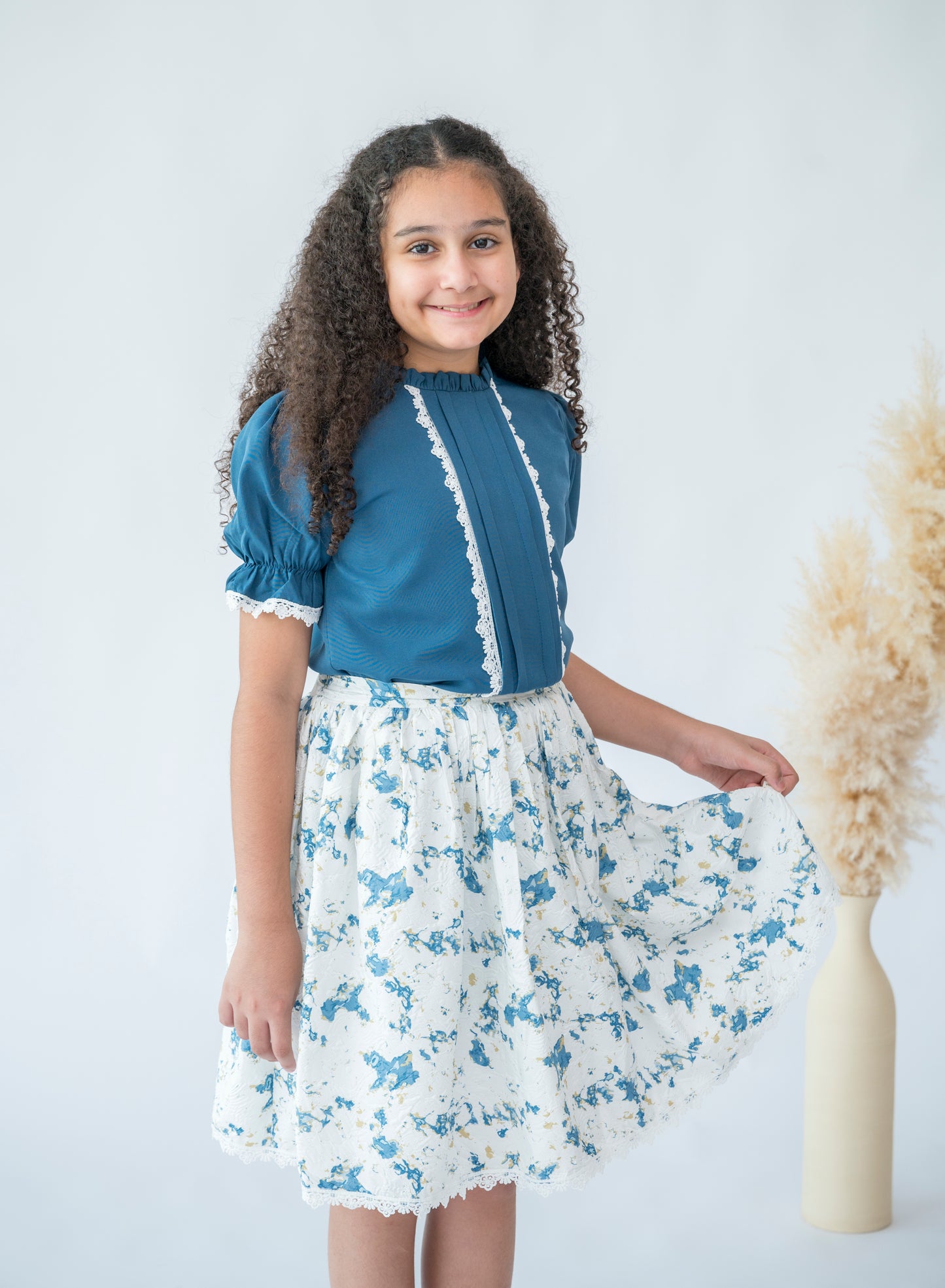 Blue Blossom Lace Trim Set