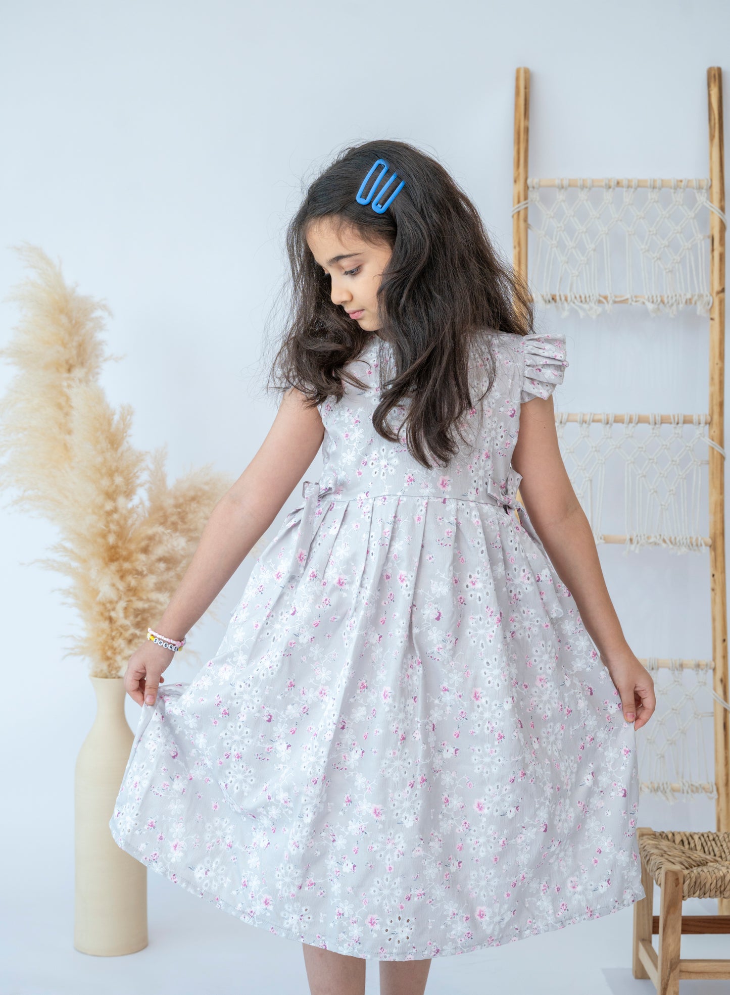 Elegant Floral Embroidered Girls Dress