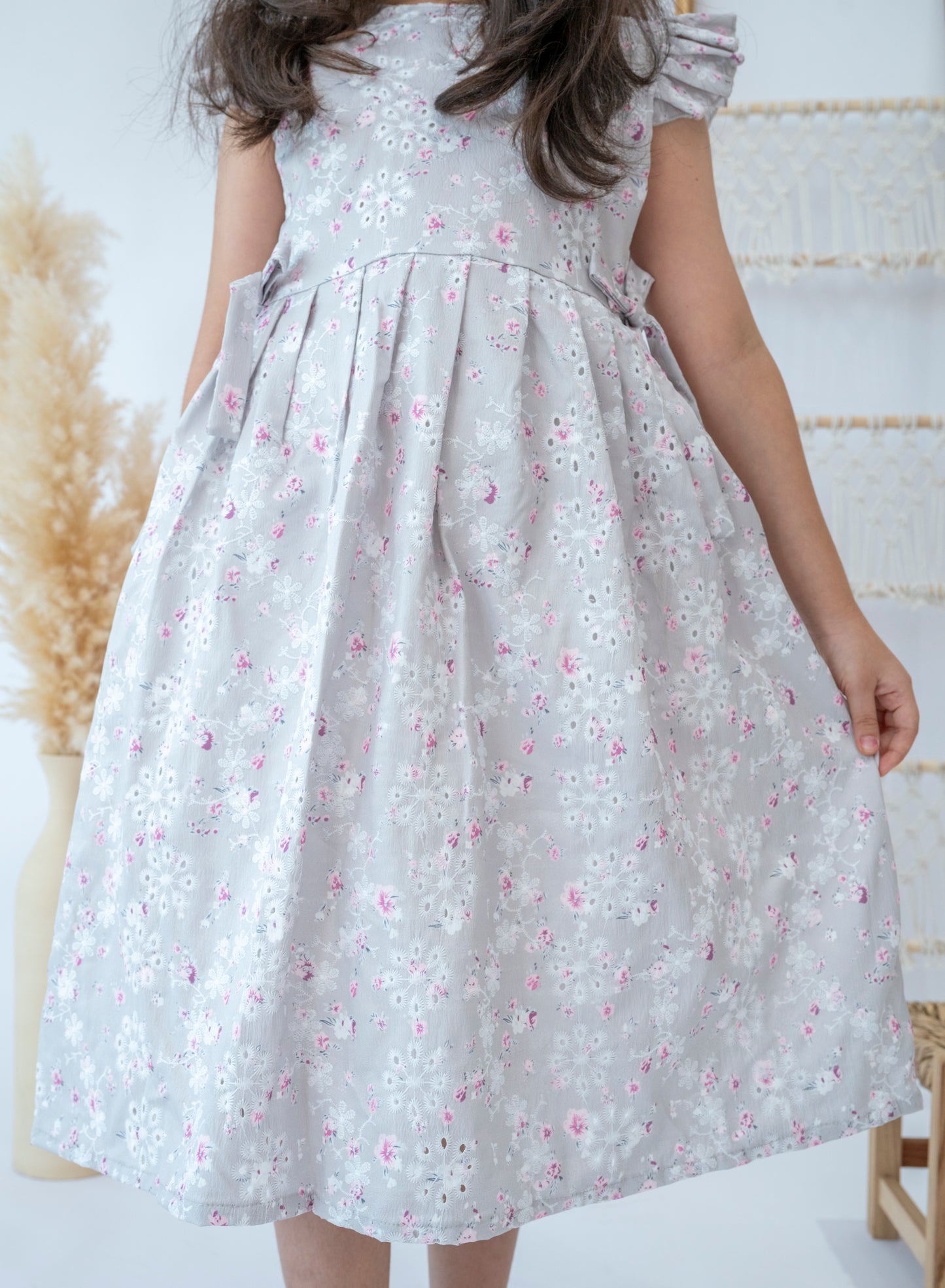 Elegant Floral Embroidered Girls Dress