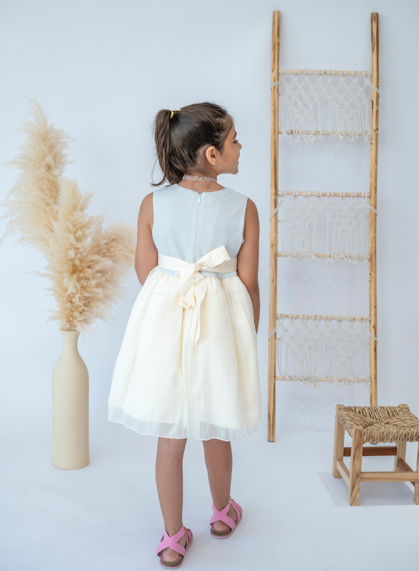Cream Tulle Skirt Dress with Cardigan