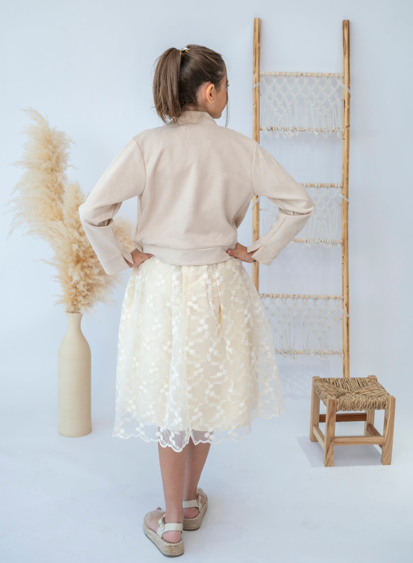 Chic Blossom Lace Dress with Elegant Jacket